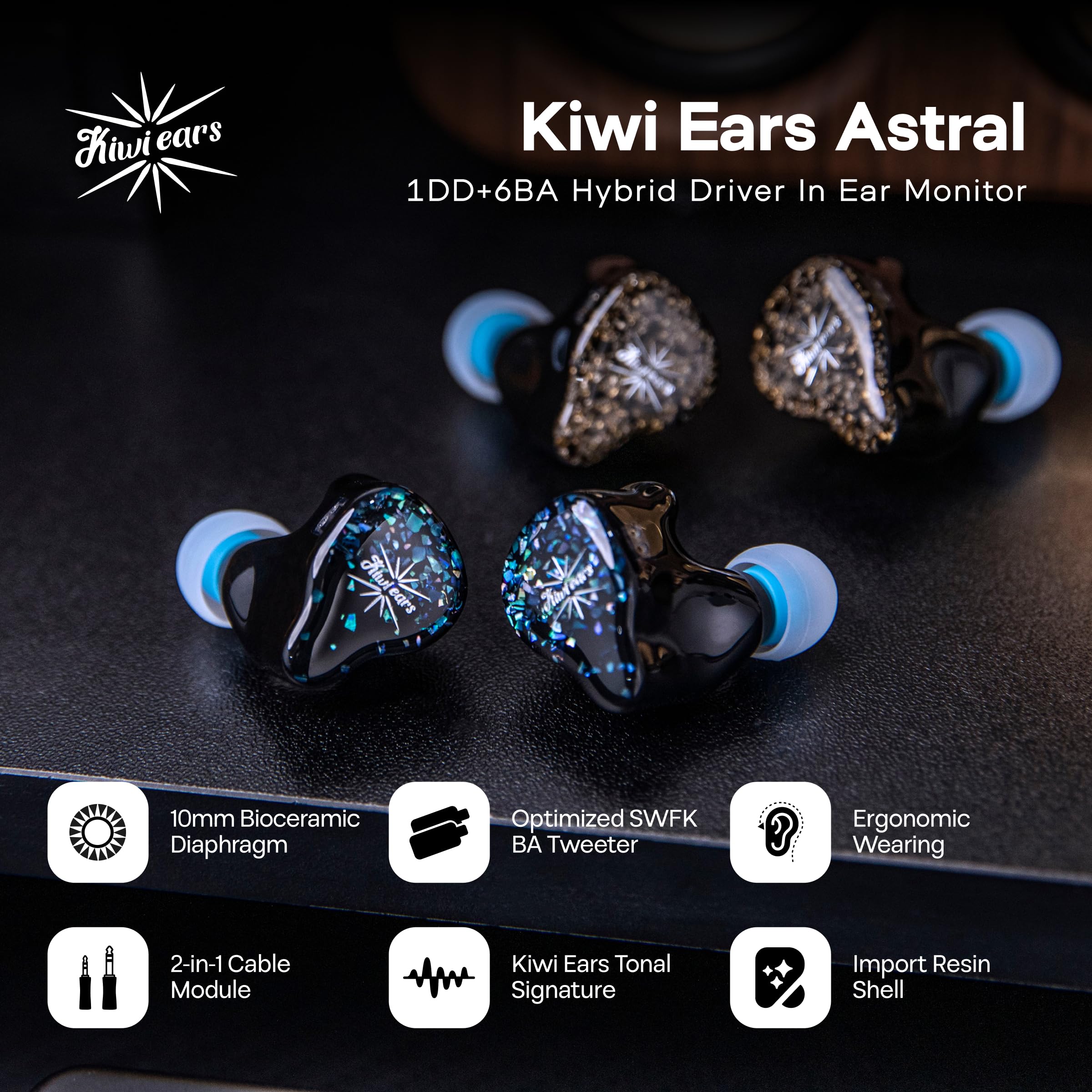 Linsoul Kiwi Ears Astral Hybrid Earbuds for Professionals - Dettaglio