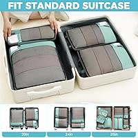 Vista 29 de BAGAIL 4 juegos/6 juegos/8 cubos de compresión para embalaje, accesorios de viaje, organizadores de embalaje expandibles (malla cuadrada, 06-beige)