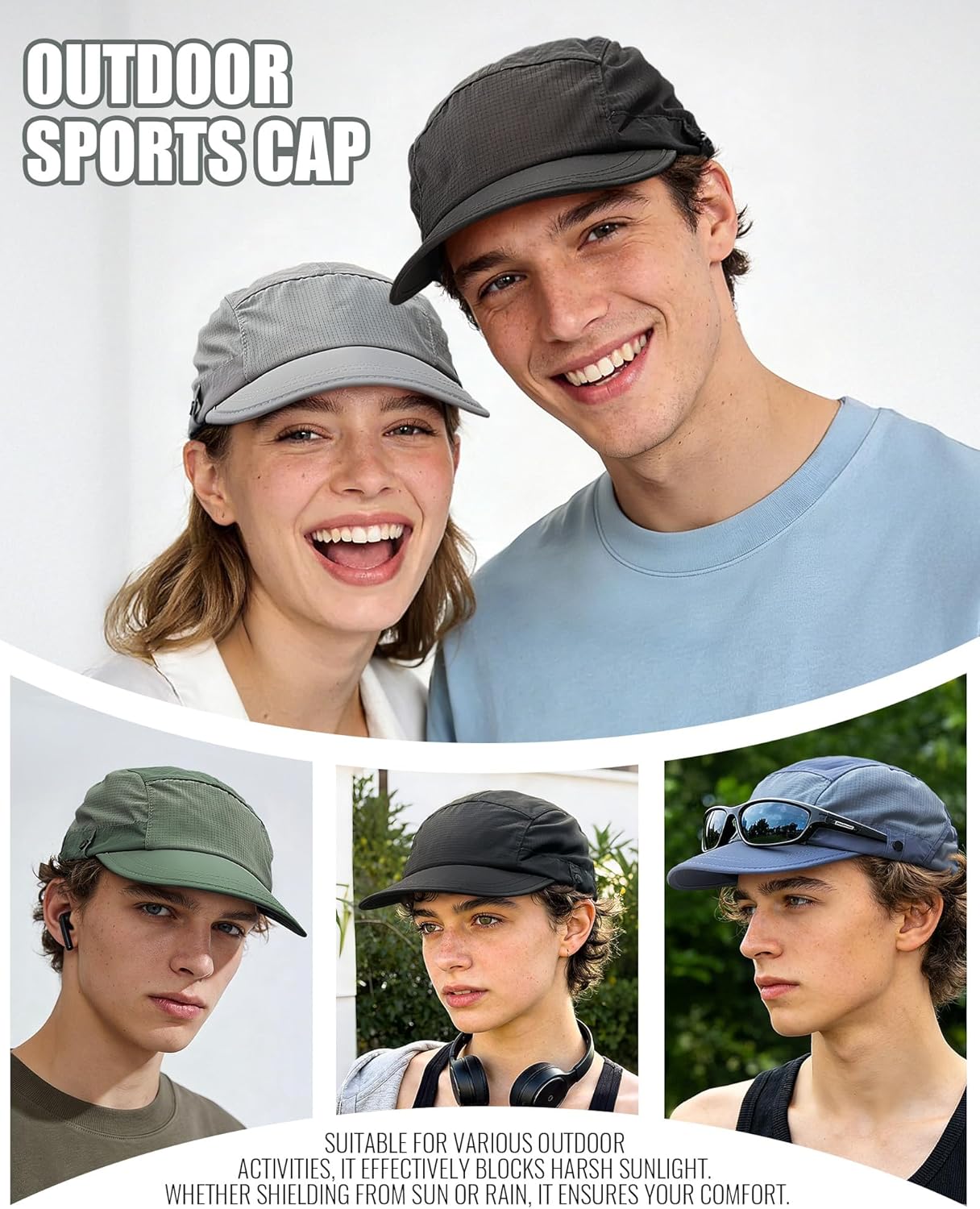 Croogo Quick Dry 5 Panel Hats Waterproof Baseball Cap Unstructured Curved Visor Sports Cap Mens Hat Golf Sun Hat for Outdoor - Image 7
