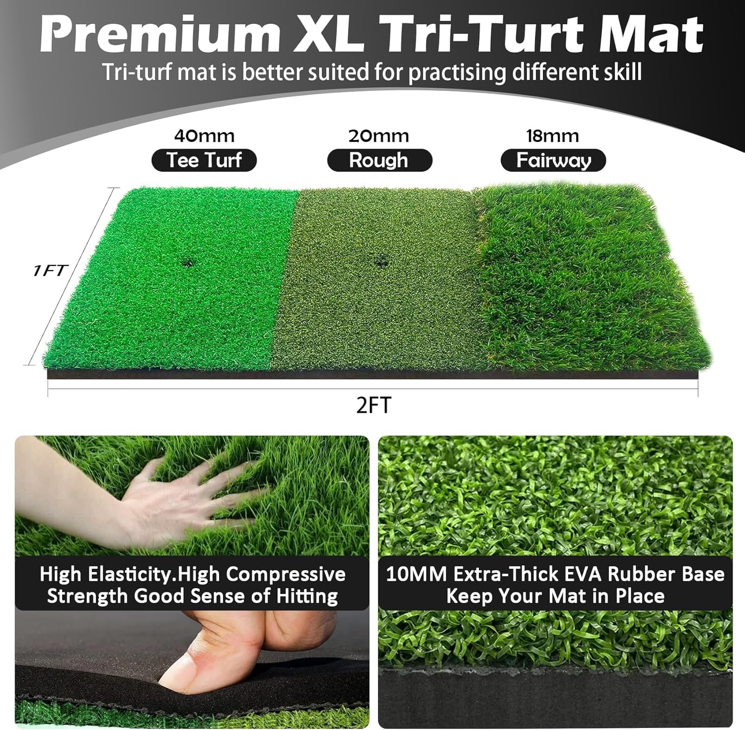 Golf Net,10x7FT with Golf Practice Mat,Hitting Aid Nets for Backyard Driving Chipping Training Swing with Target Outdoor or Indoor–Gifts for Men/Dad/Him - Image 5