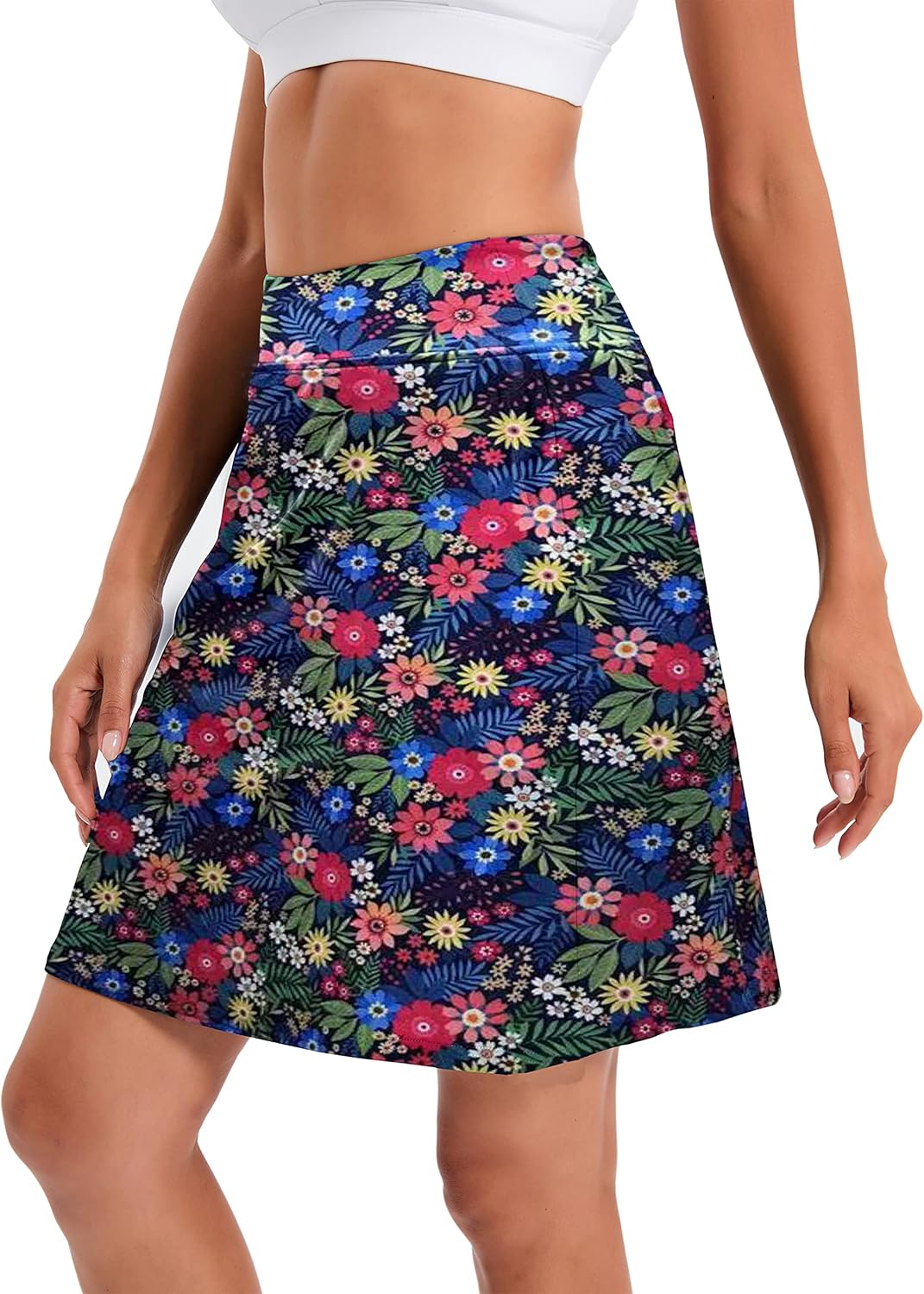 Jhsnjnr Women's Tennis Skirt Casual Knee Length Golf Skirts with Pockets Workout Athletic Skort