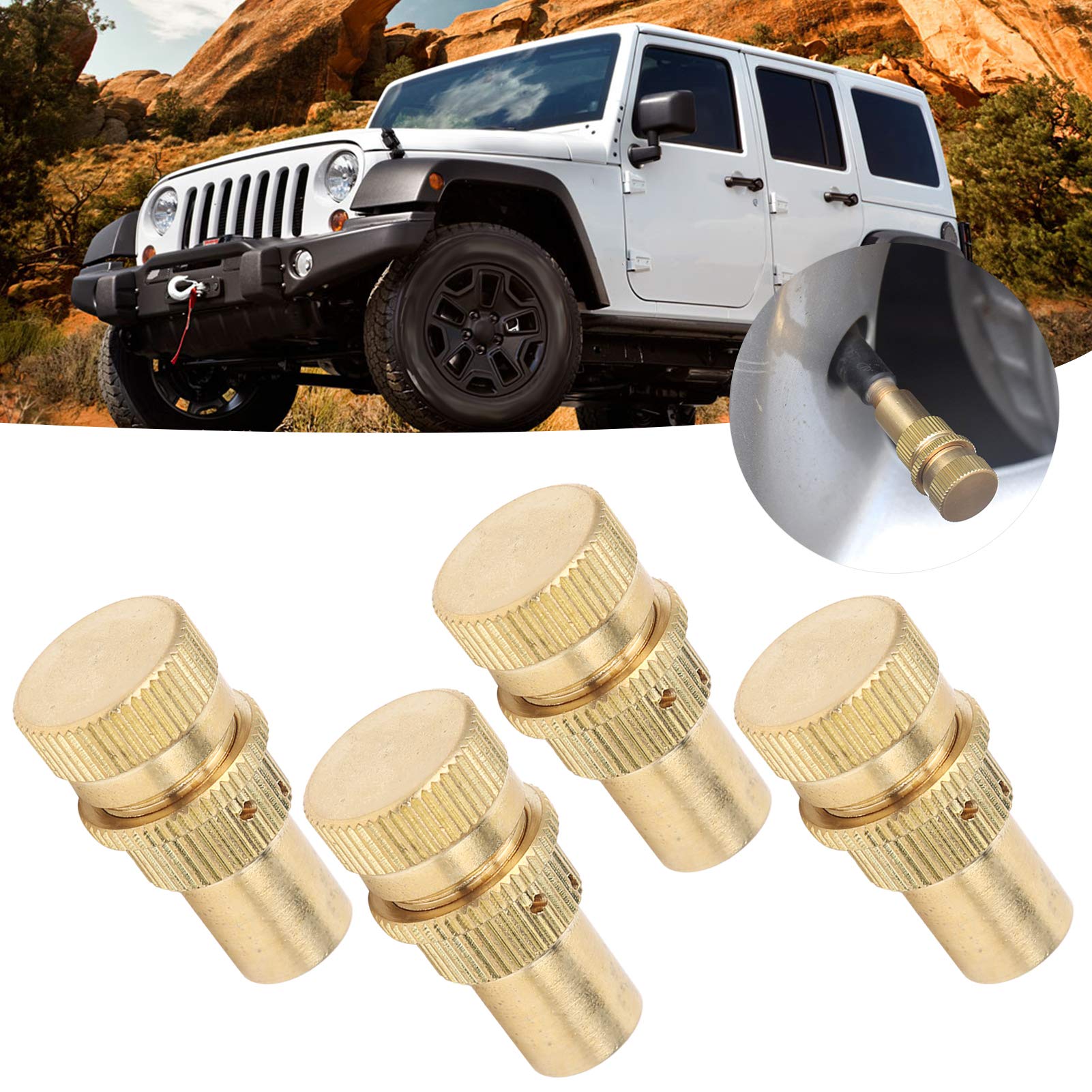 Dégonfleur Laiton 4 Pièces Kit 4 Dégonfleurs De Pneus Automatiques - Règlables, Laiton, Pour Voiture, Moto, Camion Dégonfleur Pneu