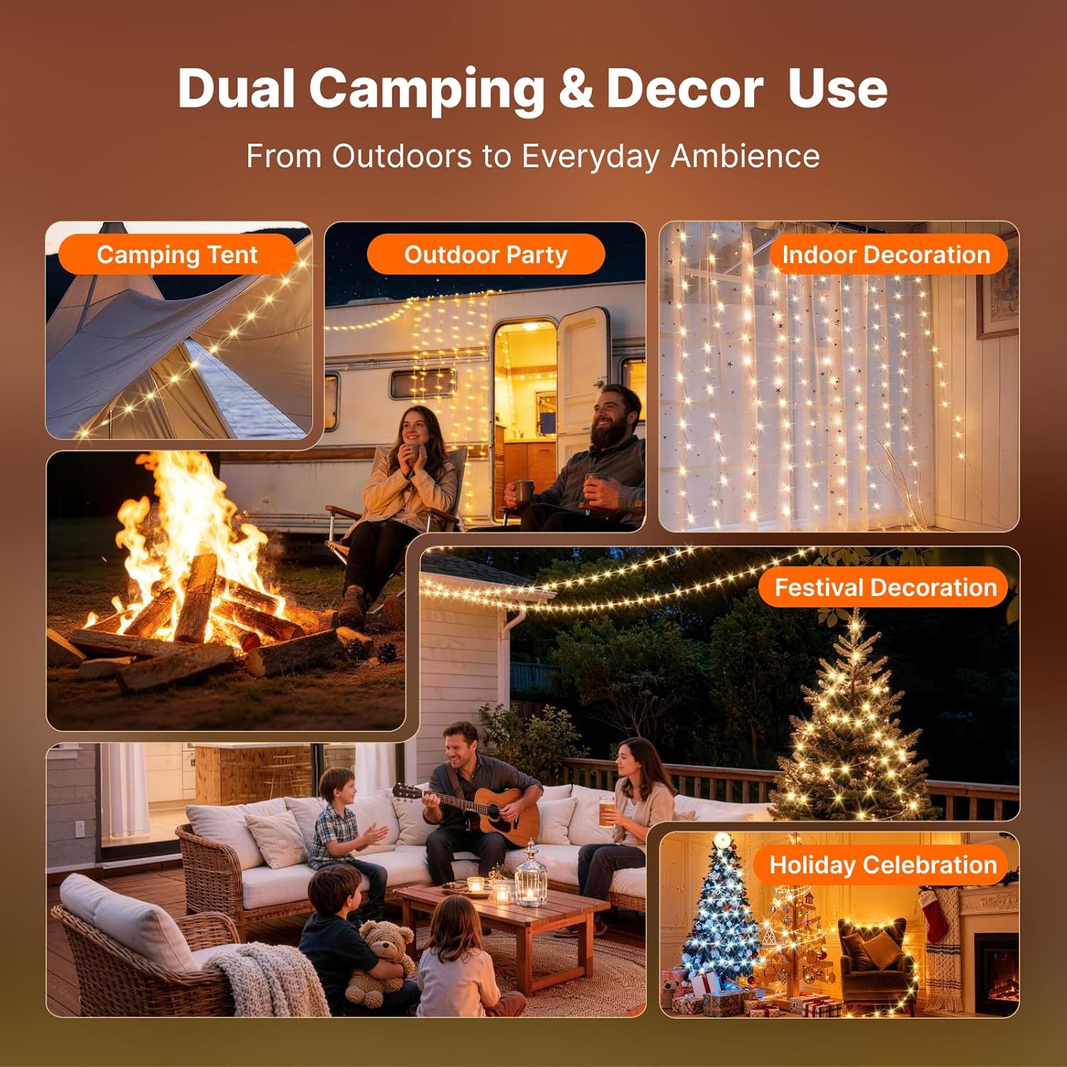 OGERY Solar Camping String Lights, 5400mAh/ 49.2FT/ 11 Modes Rechargeable Camping Lights Outdoor/Indoor, 4-in-1 Quick Storage Fairy Tent Lights Portable LED Lamp for Patio Yard Party Decor Essentials - Image 7