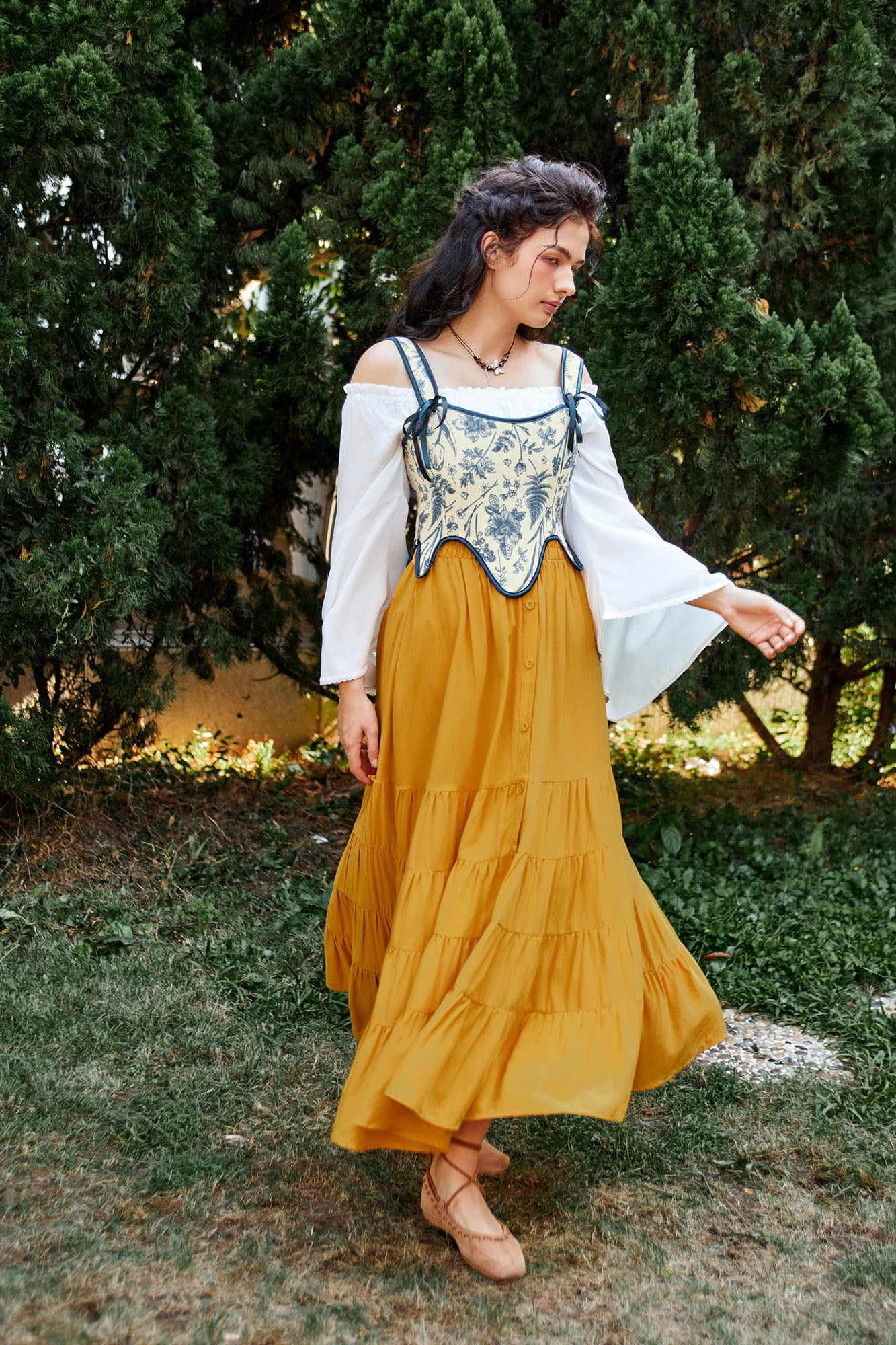 SCARLET DARKNESS Corsetto da donna medievale, top rinascimentale, in pizzo, con chiusura lampo