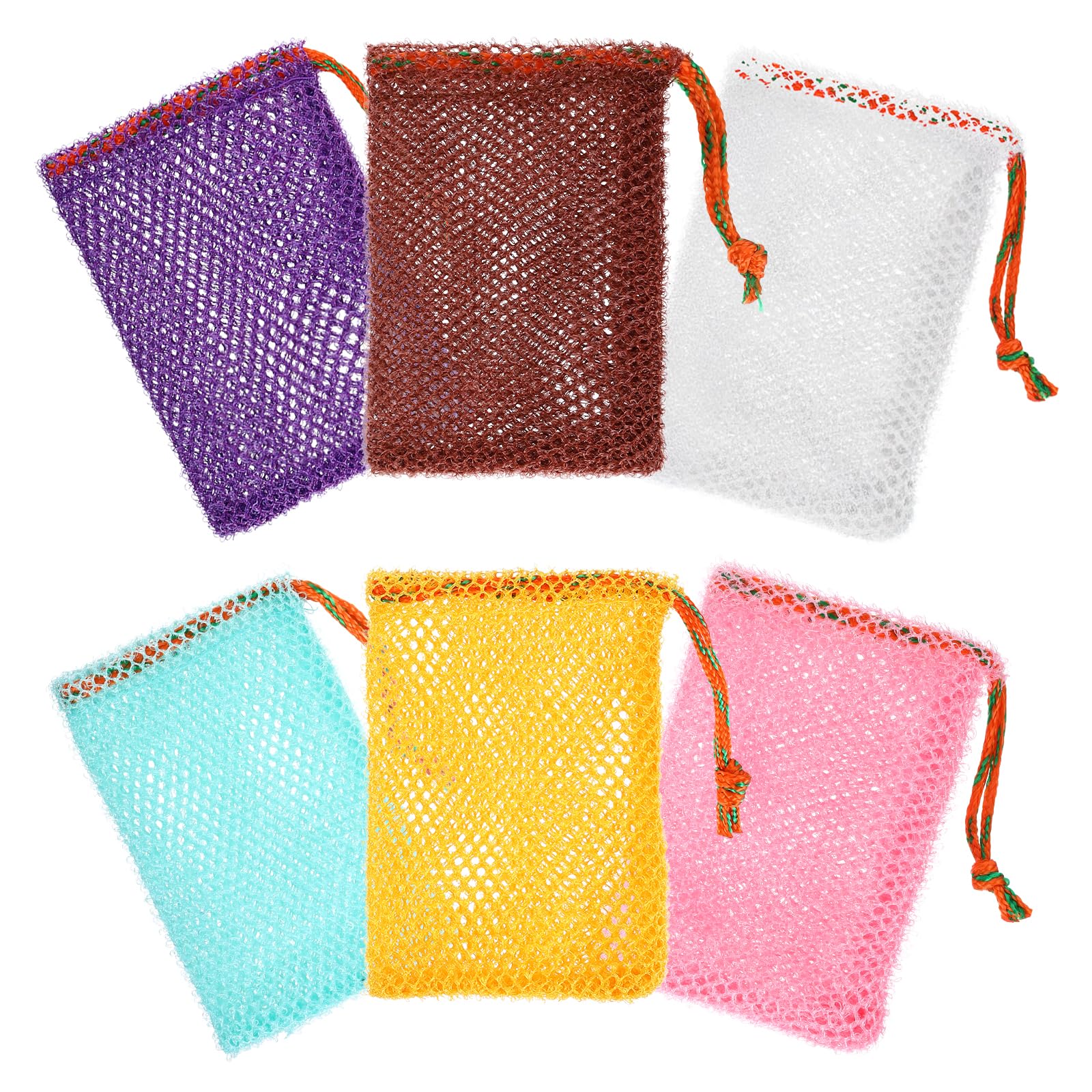Lot de 6 sacs à savon en nylon coloré avec cordon de serrage pour savon solide