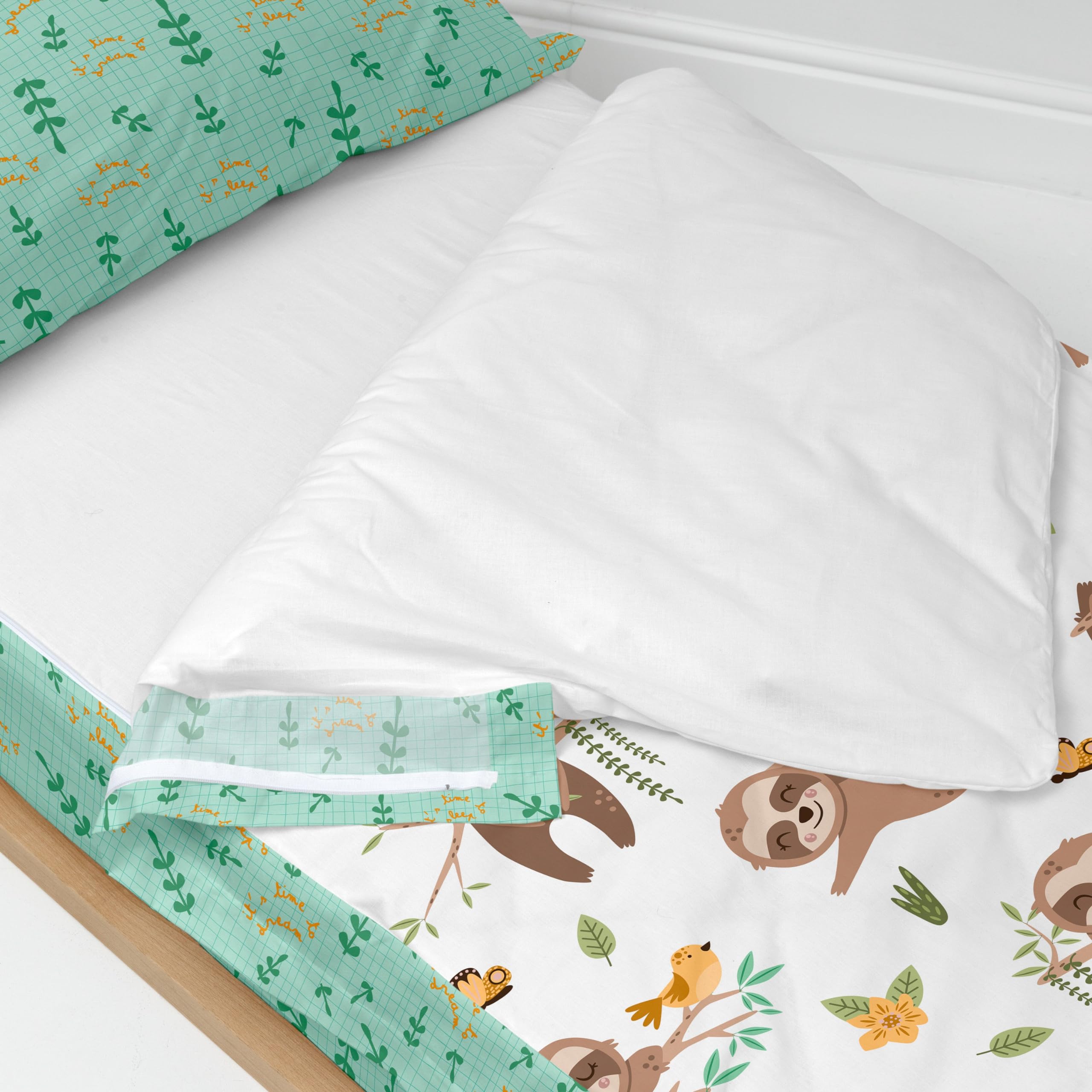 Happy Sloth Saco nórdico Multicolor, 90x200 cm (Cama 90) Sin Relleno, 100% Algodón, Calidad de 150 Hilos