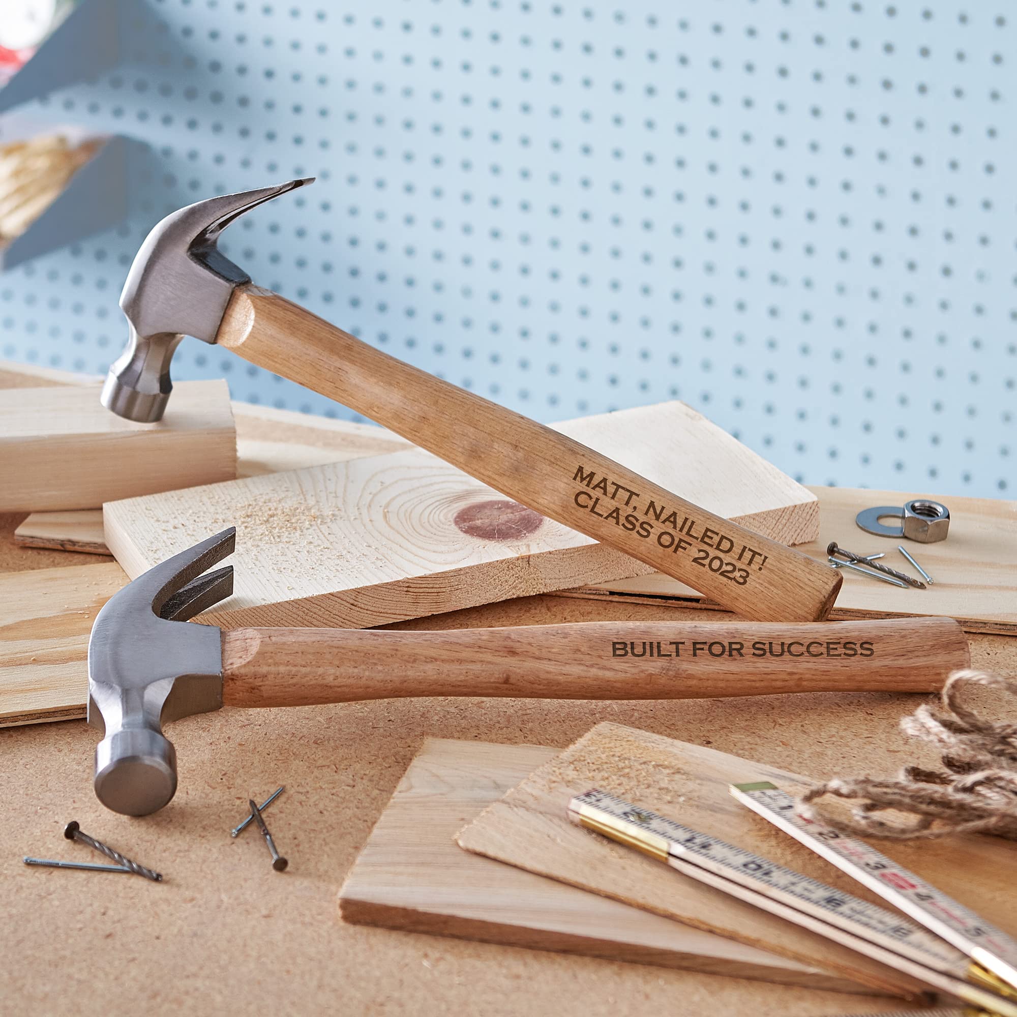 Let's Make Memories Personalized Hammer Keepsake - For Him - Wood Handle - Engraved Message - Stocking Stuffer - Nailed It! - Graduation - Achievement - For Dad