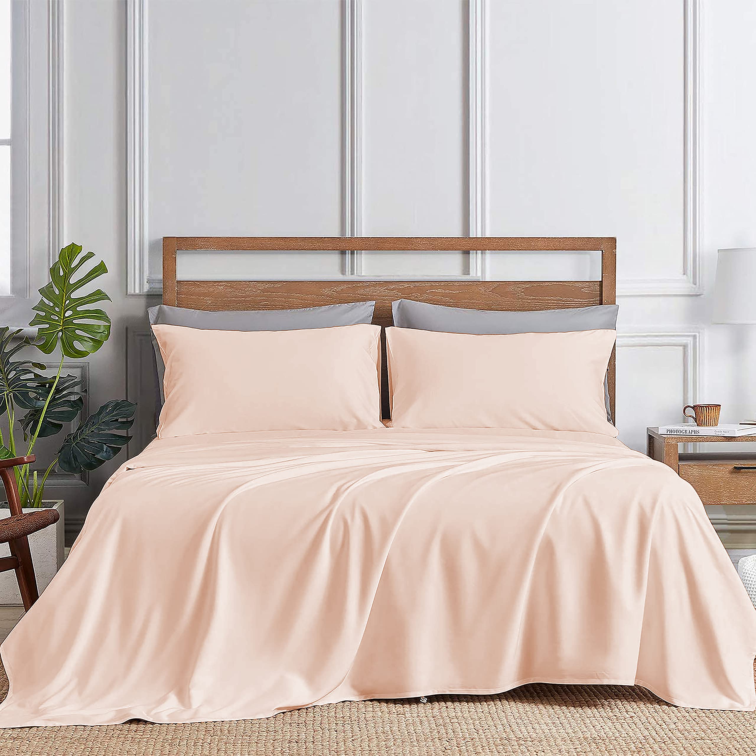 800 Series Egyptian Cotton Bedsheet with 2 Pillow Cover | King - Peach/Blush