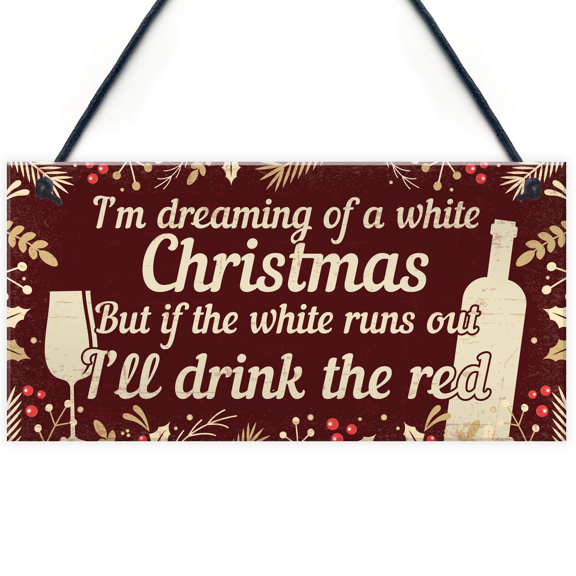Red Ocean Funny Alcohol Sign Hanging Plaque Christmas Decoration Xmas Friendship Wine Gift