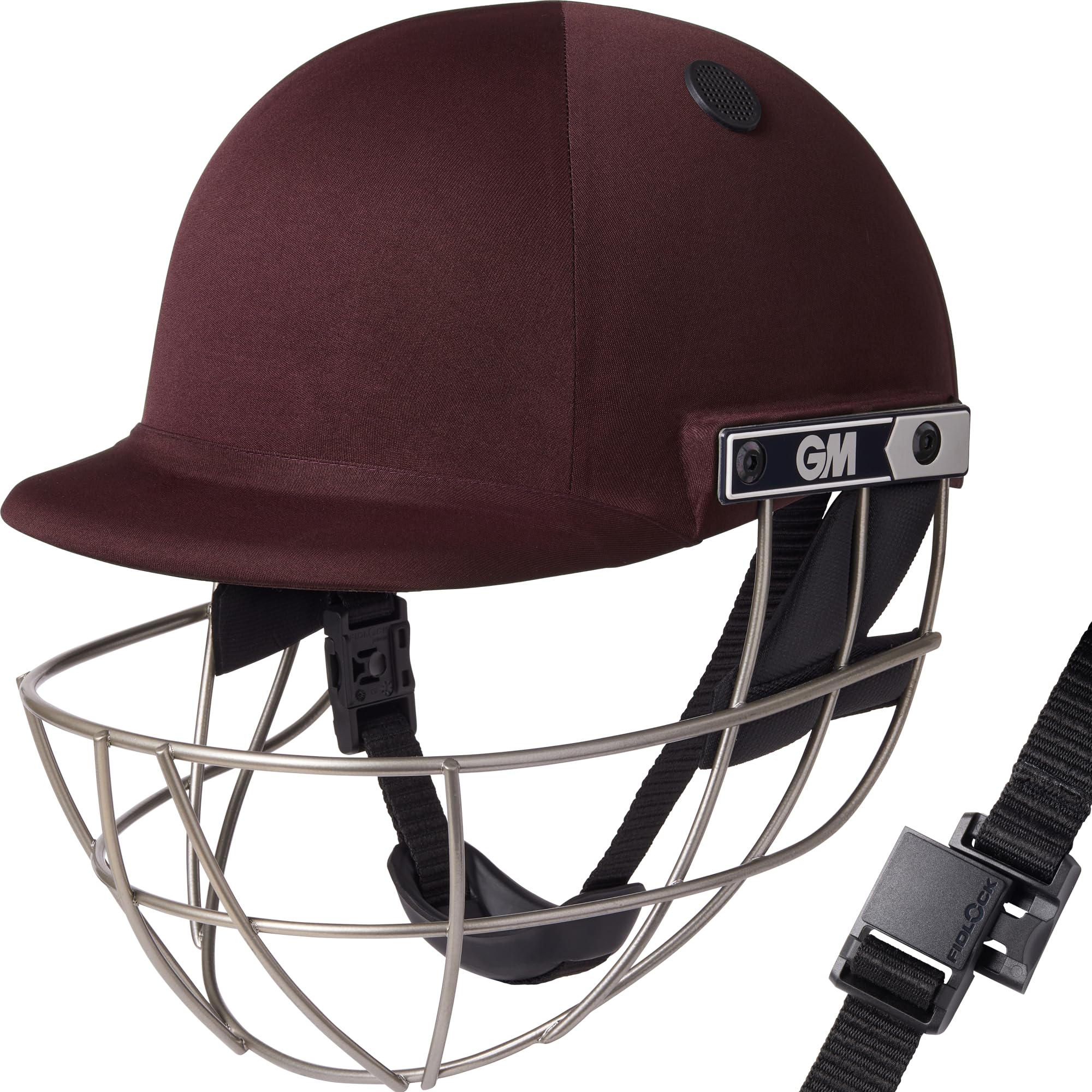 GM | Maestro Ti Cricket Helmet | BSI Approved Batting Fielding Head Protection - Adult & Junior Size Ball | ABS Polymer Shell & Super Lightweight Titanium Grille | Maroon | Large Adult 610-630 mm