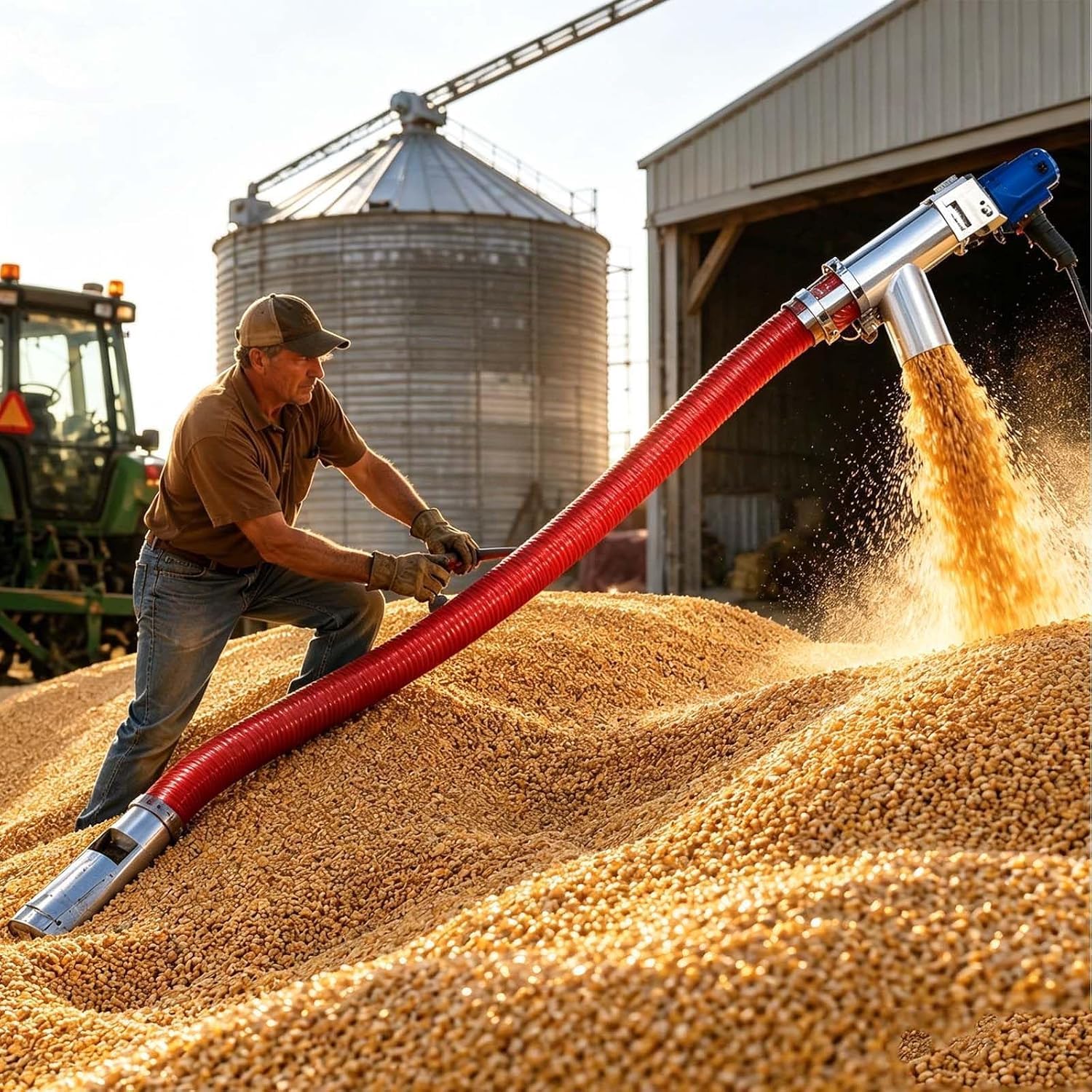 Vis sans Fin Robuste De 1500 W pour Grains, Machine Daspiration De Grains Portable avec Tuyau De 1,5 M, Convoyeur À Vis Industriel pour Grains, Aliments pour Animaux, Engrais, Ciment, Sable Et