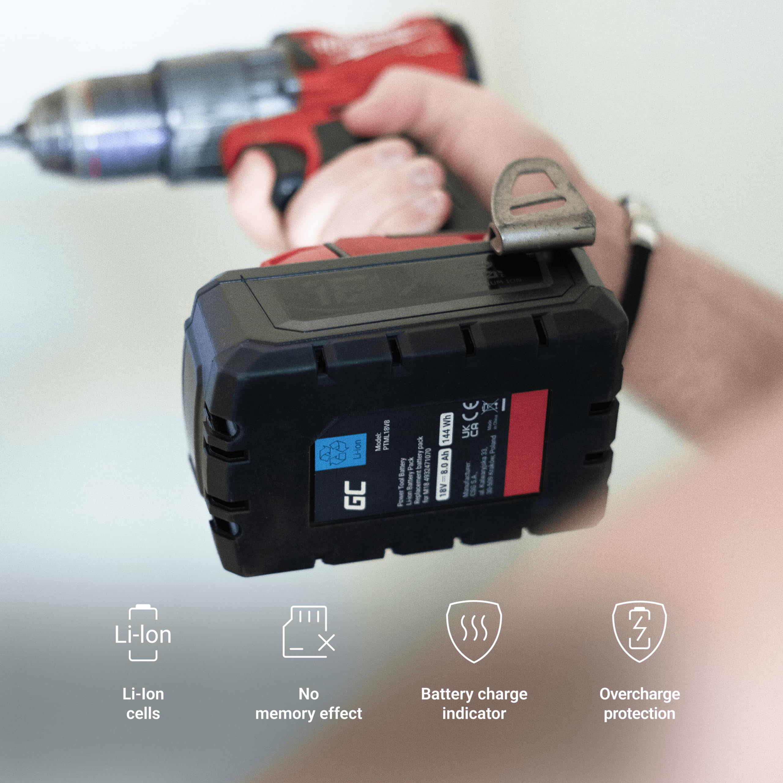 Batteria Green Cell 12V 6Ah Li-Ion per Elettroutensili Milwaukee M12 — Sostituzione di Alta Qualità, Efficiente e Affidabile 4932451388, Alimentazione Duratura