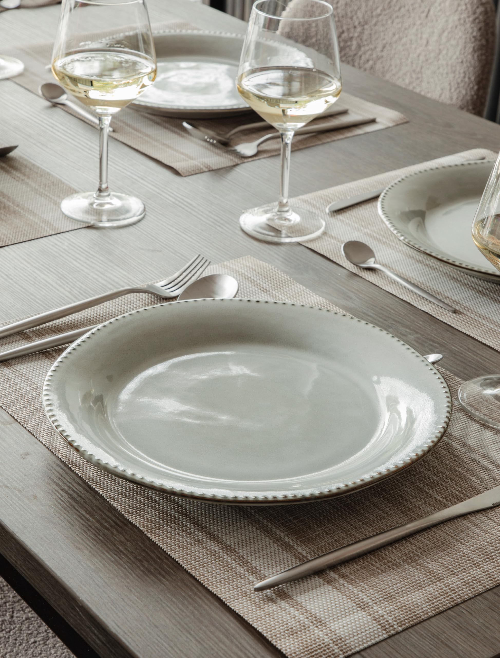 Vidi Piatto Platos de Cena Juego de 6 - Ø27,5 cm – Juego de platos de 6 piezas – Plato de desayuno – Vajilla para 6 personas - Blanco perla