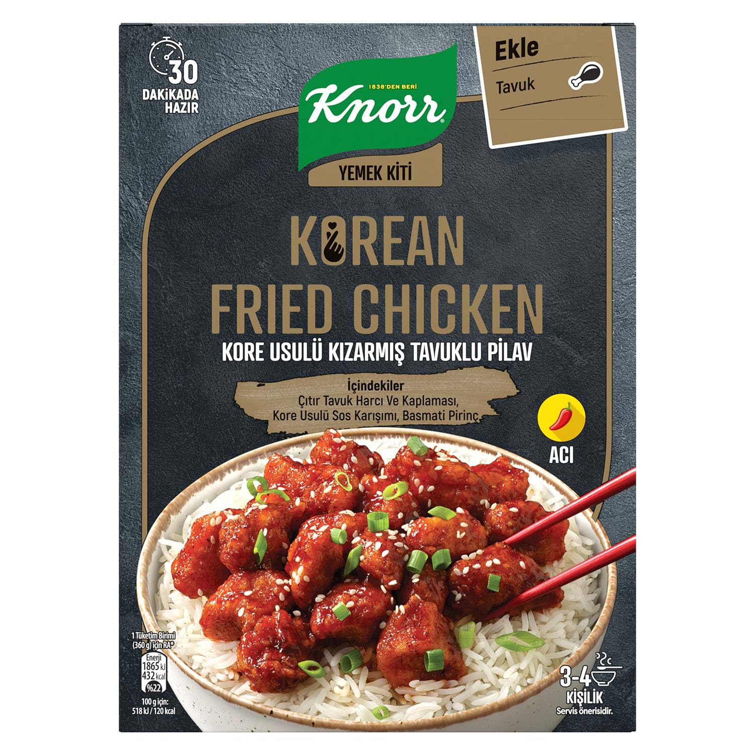 Knorr Yemek Kiti Kore Usulü Kızarmış Tavuklu Pilav 3-4 Kişilik 370g
