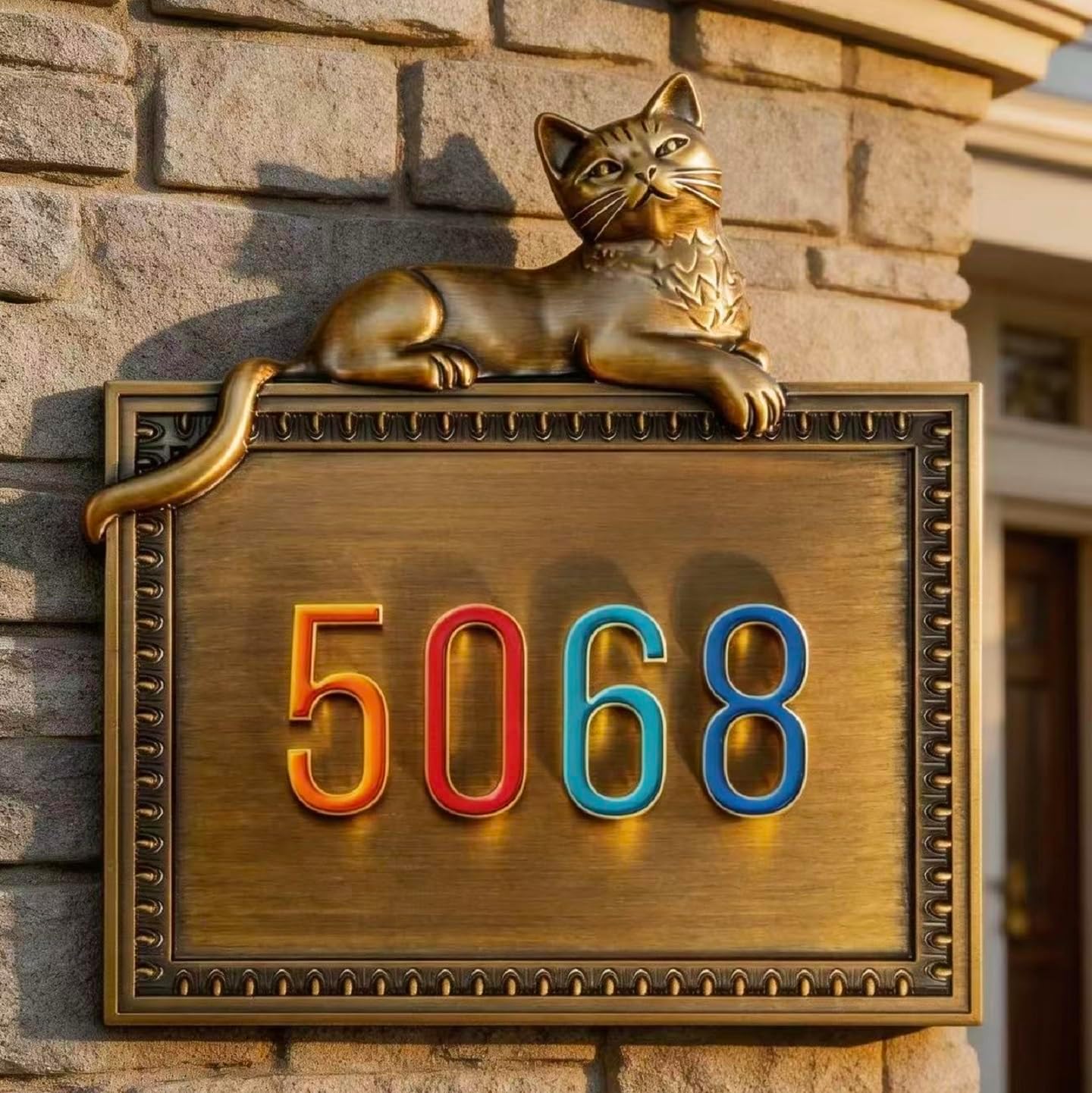 Aluminum Antique Bronze House Numbers Address Sign Customizable Door Number Plaque for Outside Wall Garden Decor