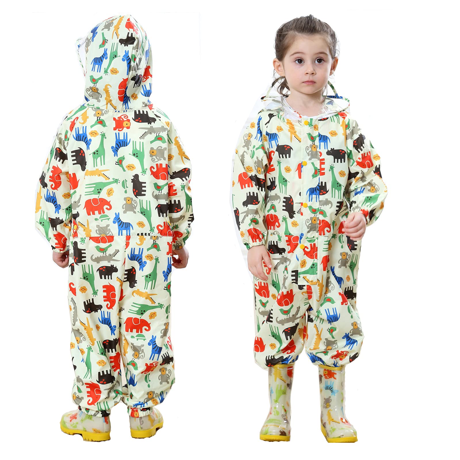 Chubasqueros con Capucha Niña Niño Impermeable Chaquetas Lluvia Infantil Mono Traje de Lluvia Grande Poncho Escuela Running Pantalones Capa Animal Amarillo Azul Rosa Unisexo 1-7 años