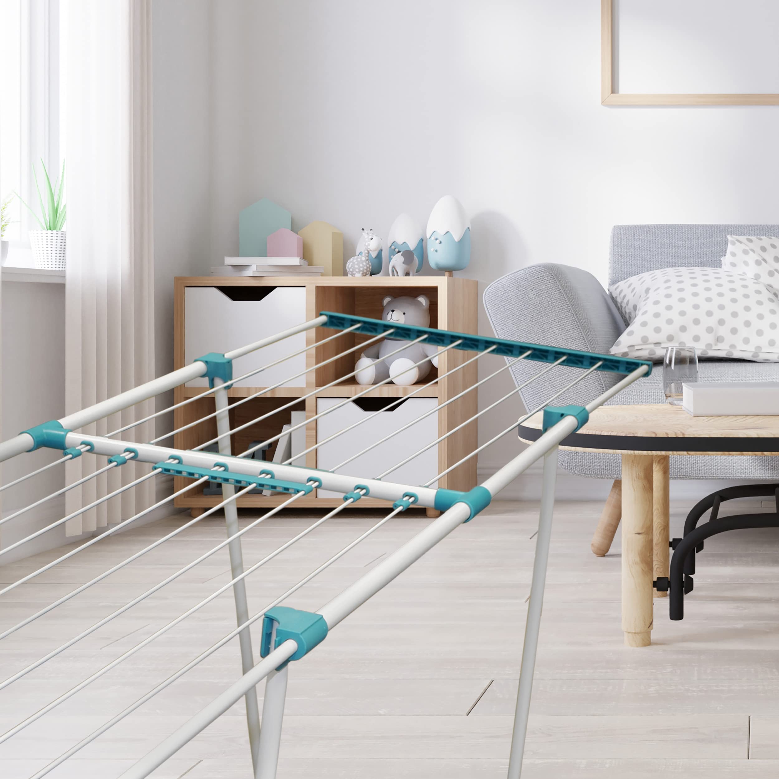 SEPIO - Wäscheständer | Flügelwäscheständer | Wäscheständer Ausziehbar | Teleskopischer Wäschetrockner Ständer | Standtrockner | Klappbar | Waschestandtrockner | Clothes Drying Rack