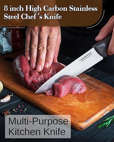 Vista 34 de Cook N Home Juego de cuchillos de deshuesado de 6 pulgadas, acero inoxidable de alto carbono, flexibles curvados y rectos, cuchillos de cocina de 2