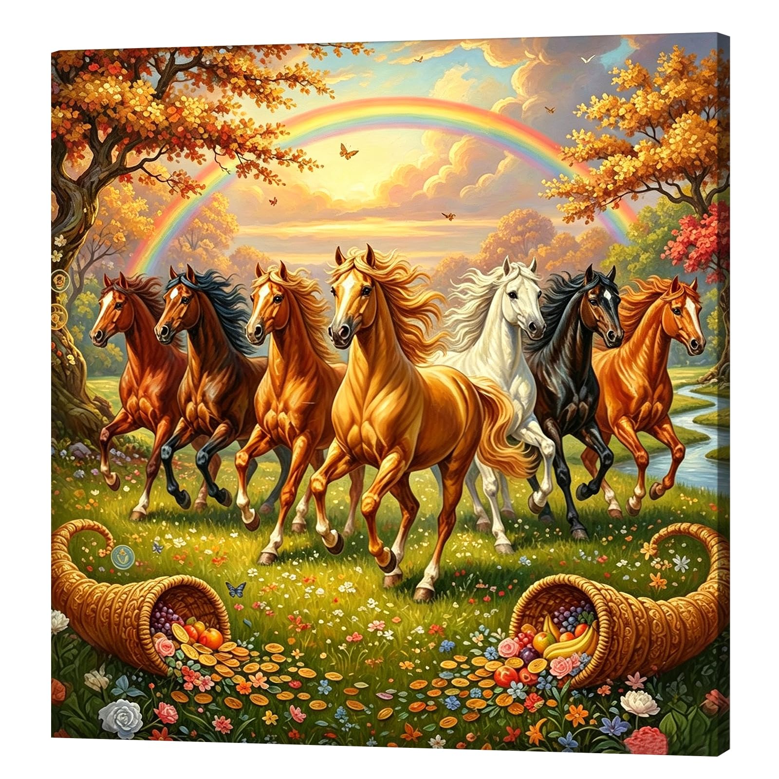 Poetrydraw Horse Full Diy 5D Round Drill Diamond Art Kits W/Frame For Adults/Beginners Gift Idea Home Decor Diamond Paintings Picture Arts Craft Diamond Art Paintings 40X40cm (Horse)