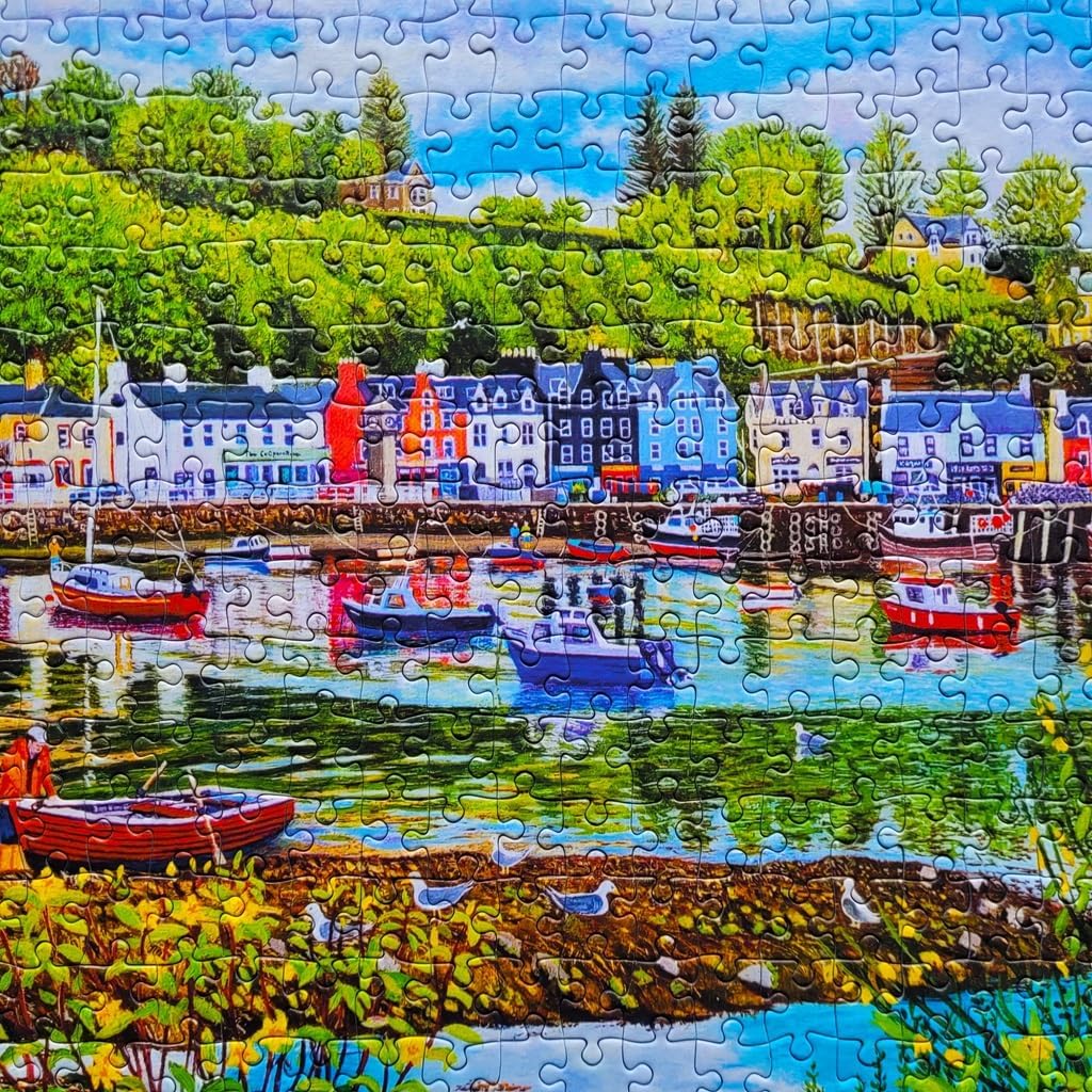 Low Tide at Tobermory | 636 Piece Jigsaw Puzzle | Panoramic Seaside Puzzle | Sustainable Jigsaw Puzzle for Adults | Premium 100% Recycled Board | Great Gift for Adults | Gibsons Games