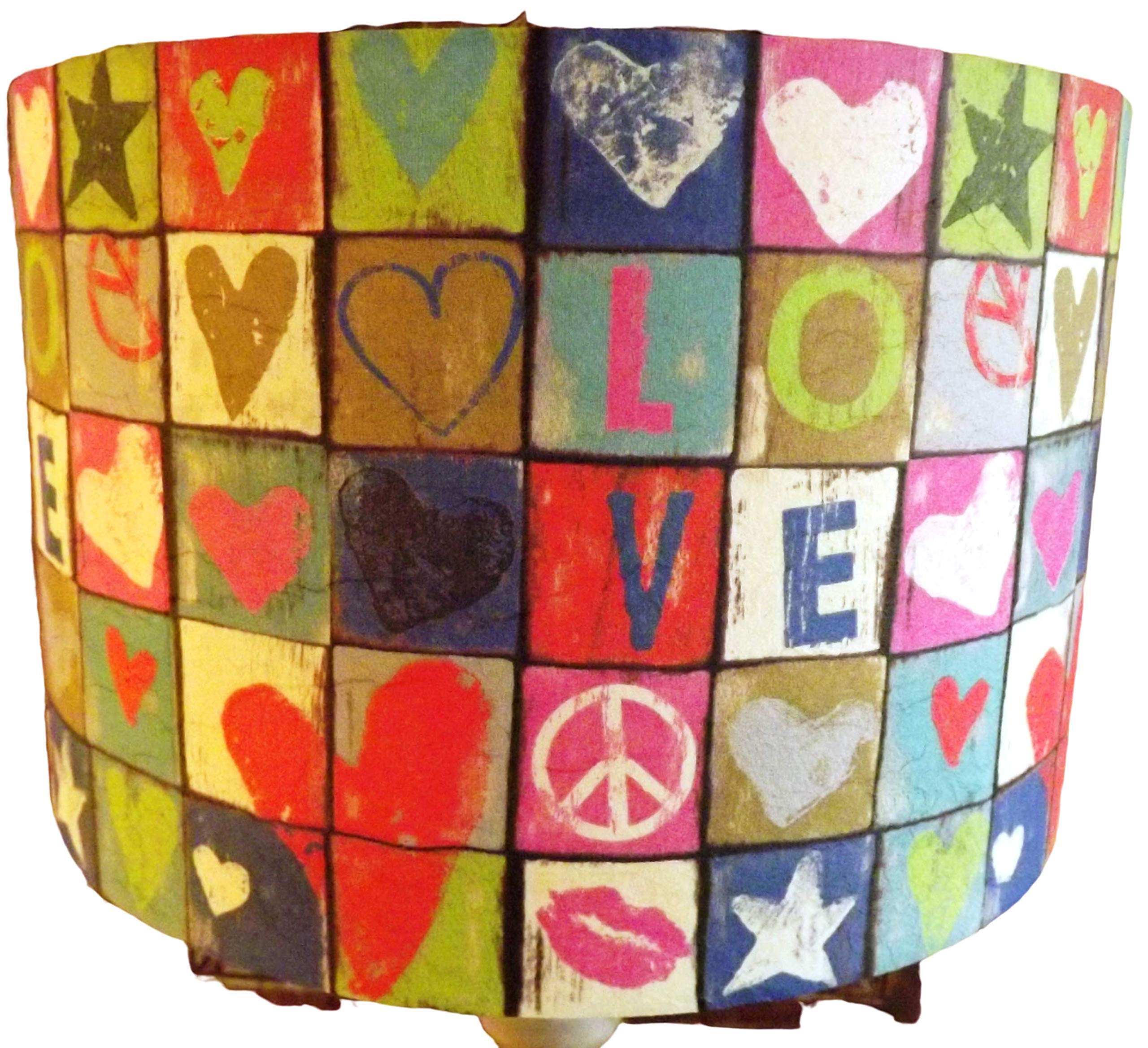 Graffiti love Lampshade, vintage, shabby chic, cream white,old script,