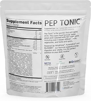 Advanced Bionutritionals Pep Tonic Powdered Superfood Formula 50 Fruits, Vegetables, Herbs, and Superfoods - Vegan, Vegetarian - 9.84 OZ - 279 g