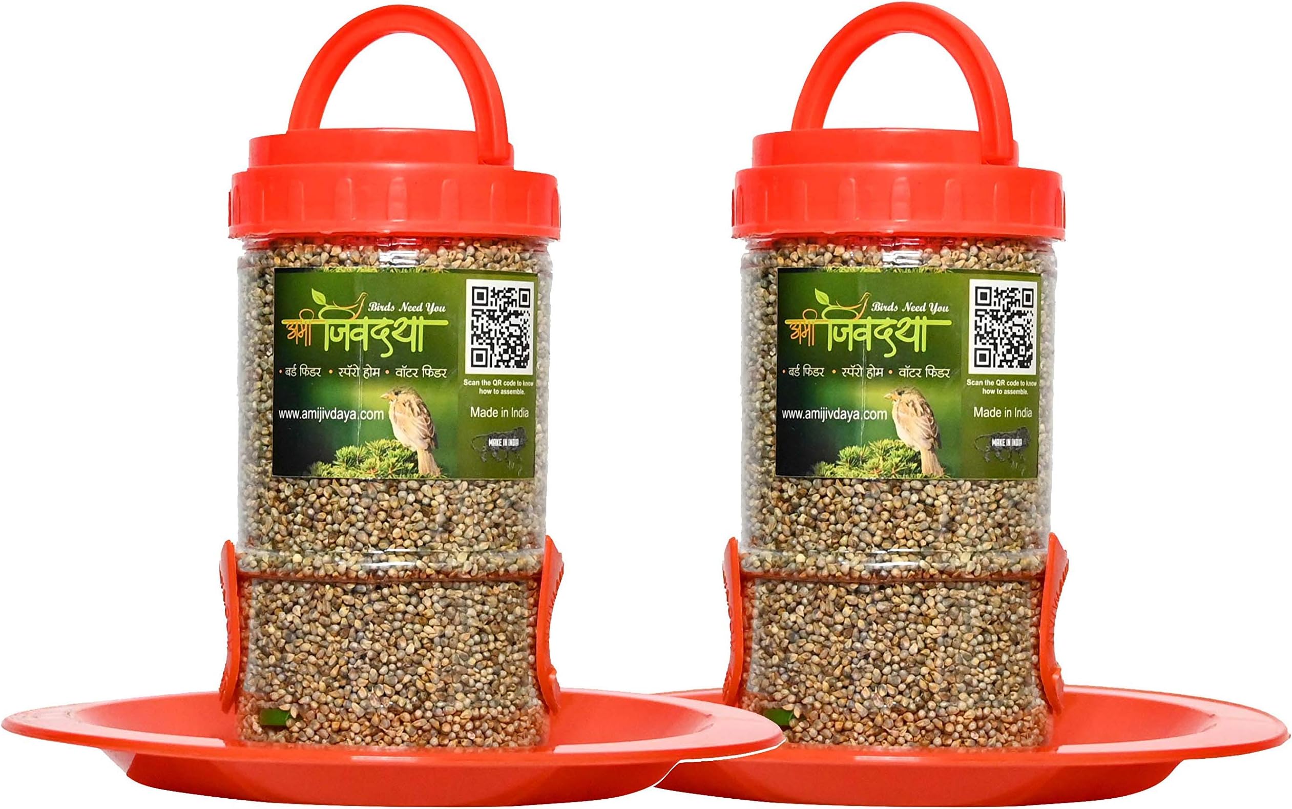 Bird Feeder for Bird Food Small 2 Piece_Orange