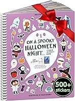 Vista 1 de CUPKIN - Libro de actividades de noche de Halloween para niños, innovador, para colorear lado a lado, adhesivos para niños, encuadernación espiral