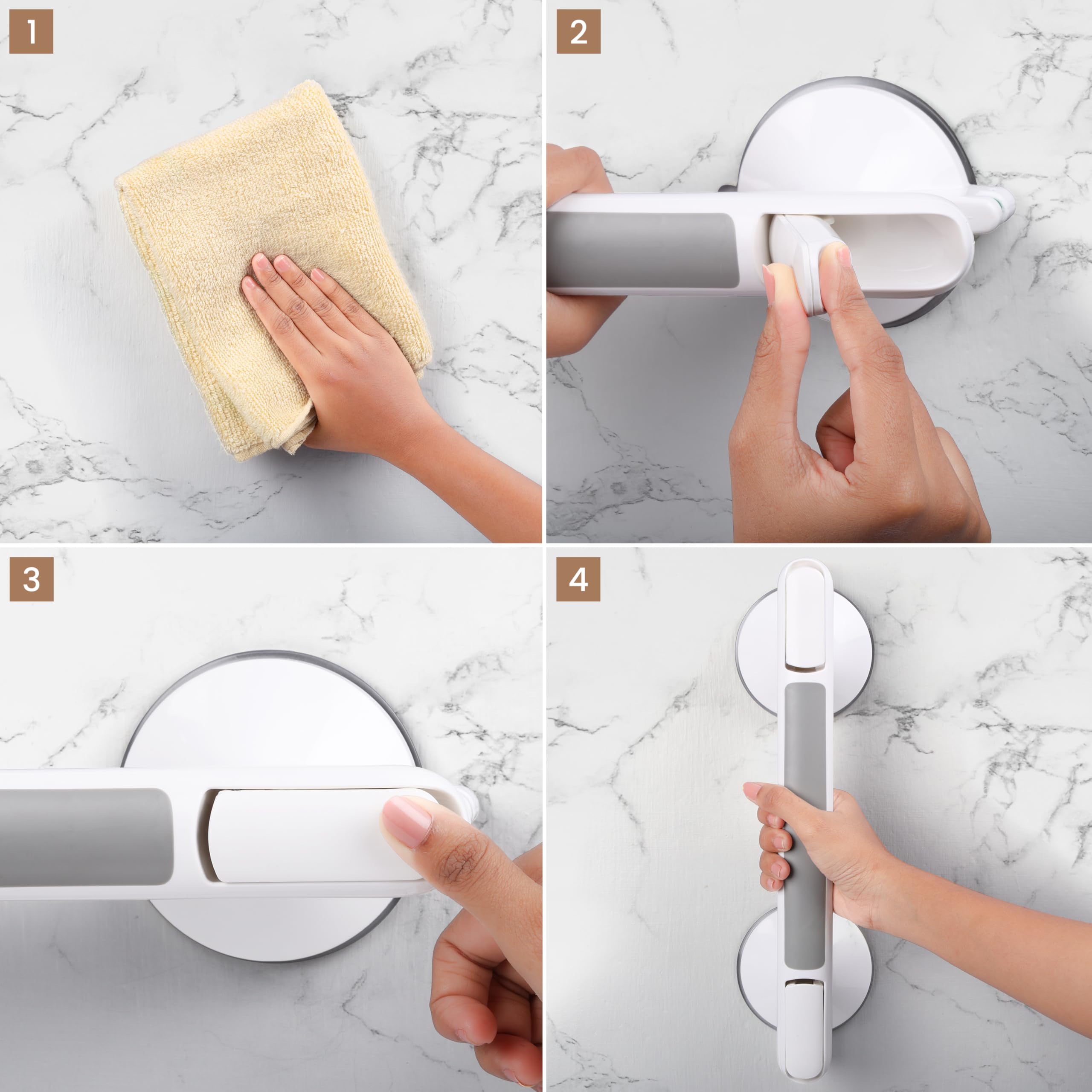 Belle Vous Maniglione da Bagno - Maniglia Doccia a Ventosa - Lunghezza 33 cm - con Ventose per Piastrelle - Supporto per Anziani e Disabili - da Montare Anche nella Vasca