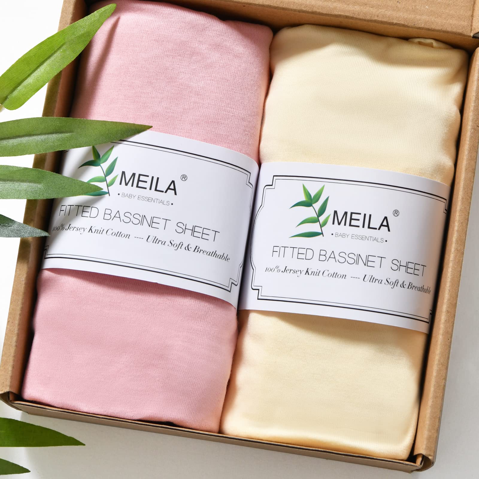 MEILA Bassinet Sheets Compatible with Halo Baby Flex BassiNest, Mini Crib Sheets for Boy Girl, 100% Jersey Cotton Bassinet Matress Sheet, Ultra Soft, Pack of 2（30"×18"）