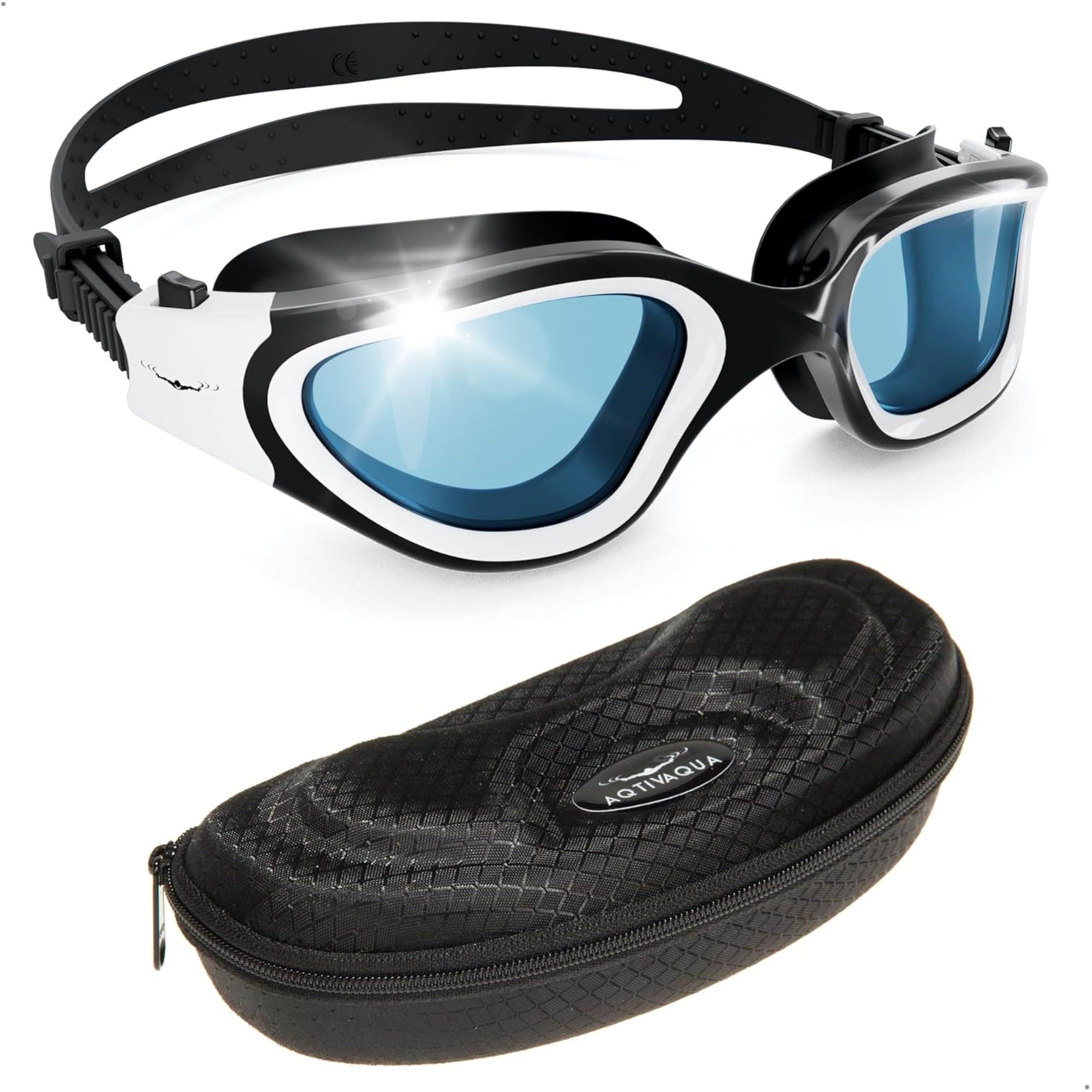 AqtivAqua Schwimmbrille Herren Damen Schwimmbrillen Erwachsene Kinder DX-S (Weiß, Getönte)