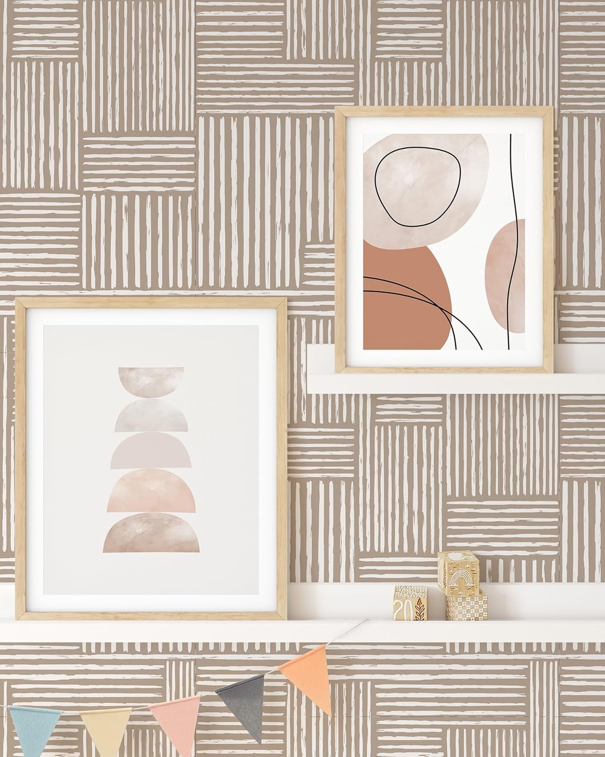 Mid Century Pastel Peel and Stick Wallpaper | Removable Self Adhesive Minimalist Wallpaper | Geometrical Peel and Stick Wallpaper (1 roll 24" W x 96" H)