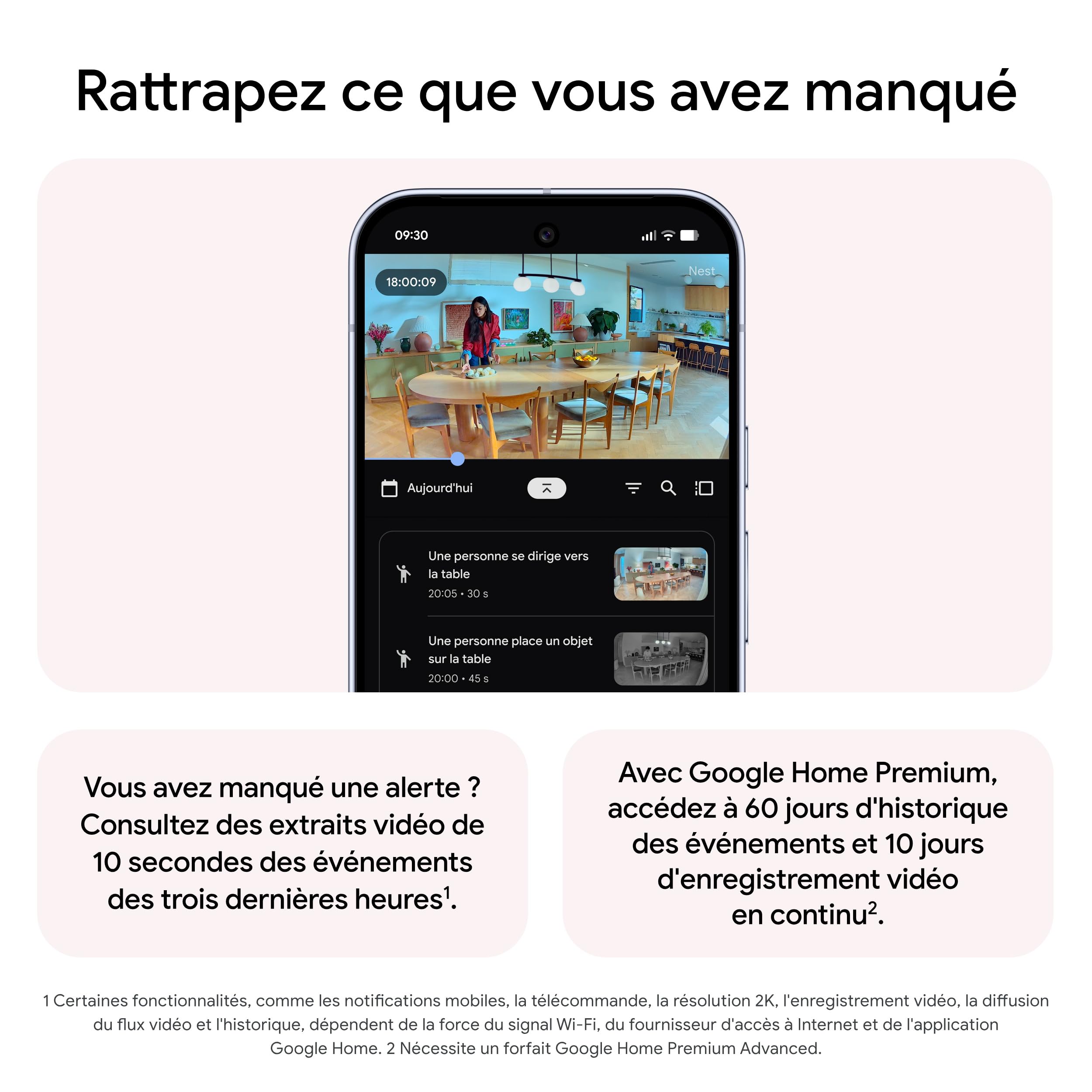 Google Nest Cam Intérieur (Filaire, 3e génération) - Caméra de sécurité intérieure avec vidéo 2K - Fonctionne avec Google Home - Neige