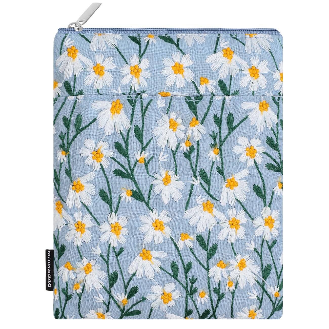 Dadanism 6-7 Pouces Étui Housse Sac Brodée, Blau&Marguerite Blanche | pour 7" Kindle Paperwhite et Kindle Colorsoft Signature Edition, 6" Kindle 11e Génération, Kindle Oasis/Tolino eReader