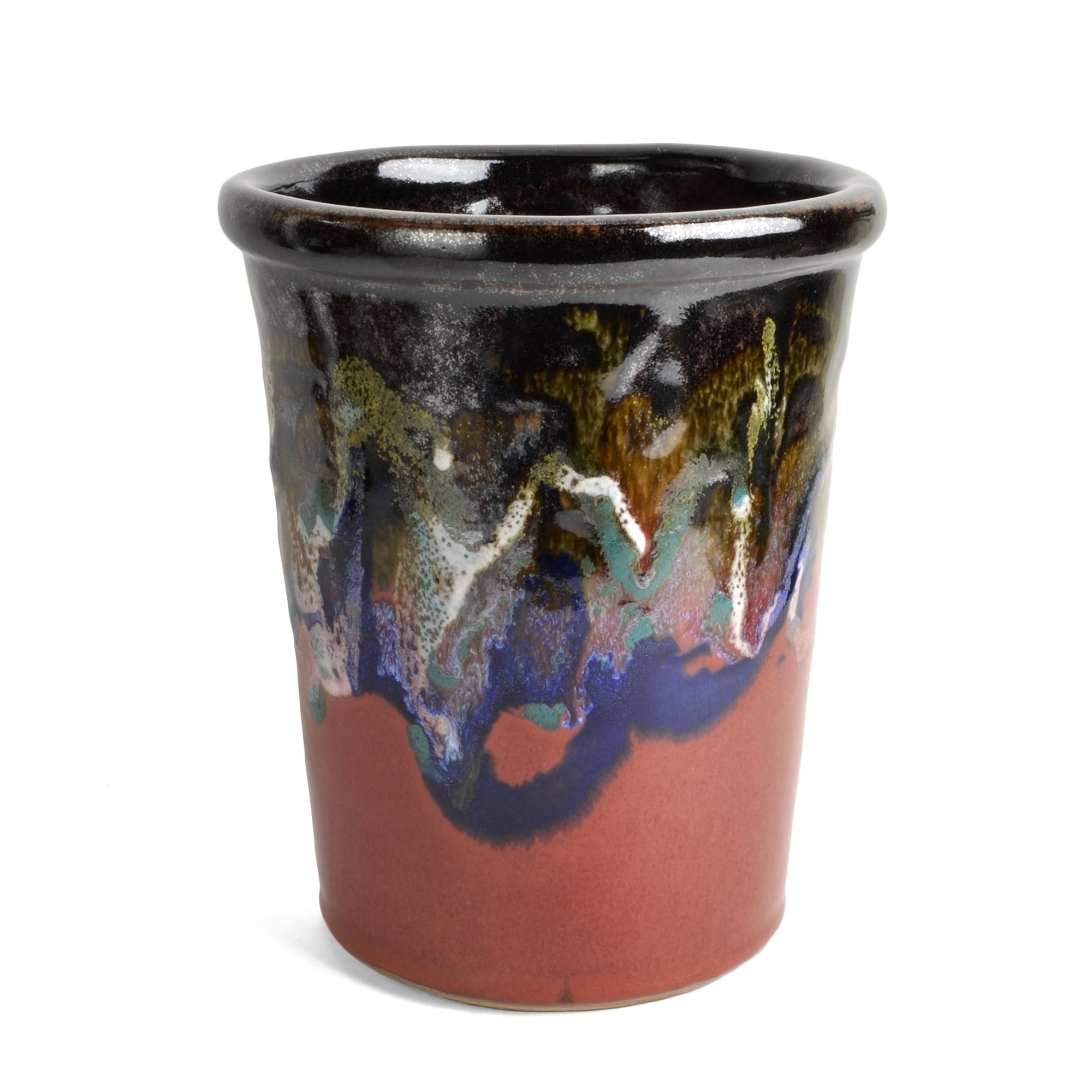 Larrabee CeramicsUtensil Crock, Red/Multi