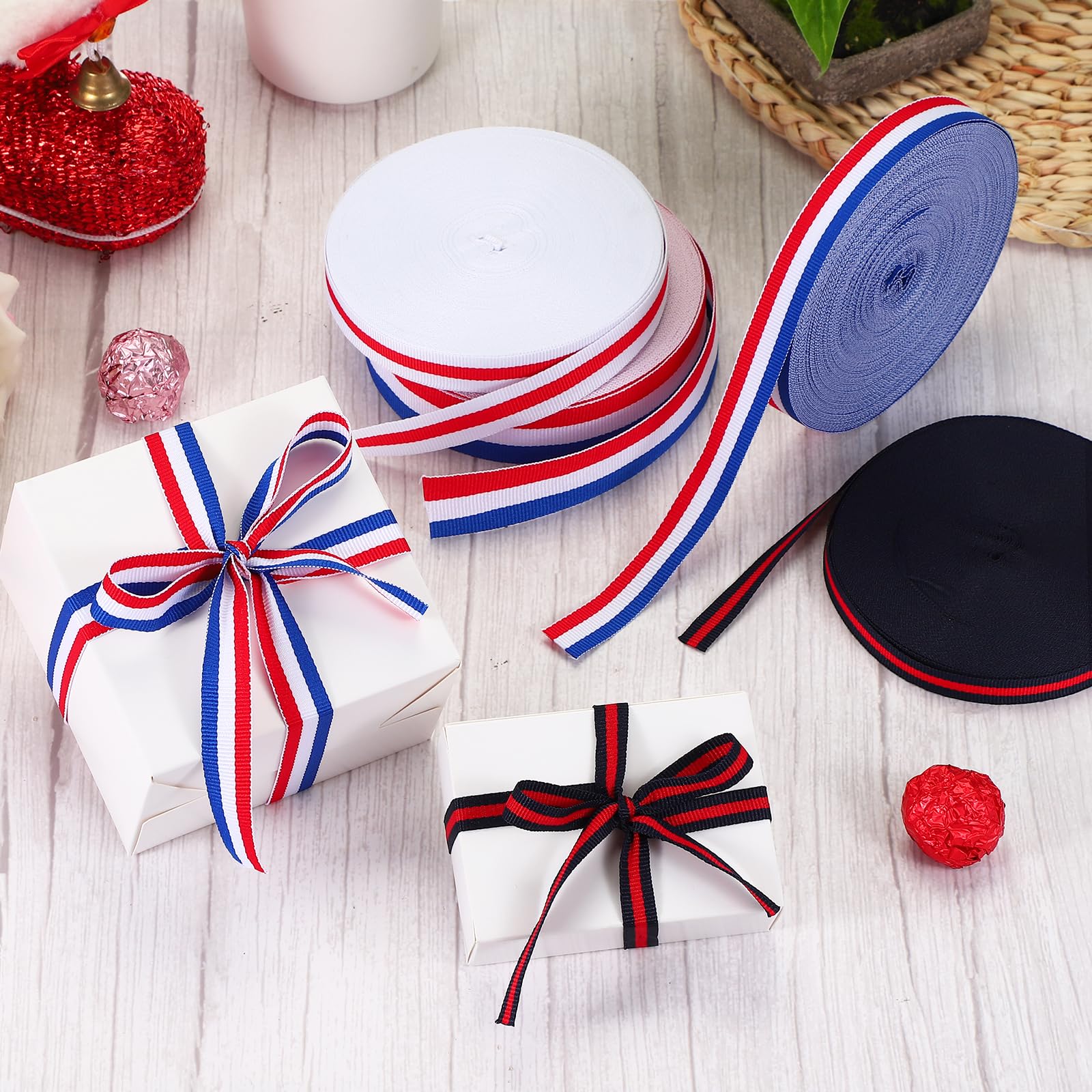 PATIKIL Nastro Grosgrain A Righe Rosse E Nere – 22,86m X 2cm – Perfetto Per Confezioni Regalo E Decorazioni Fai Da Te