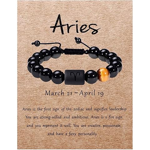 SUMMER LOVE Father's Day Gifts Zodiac Bracelet for Men Women 10mm Natural Black Onyx Stone Star Sign Constellation Beaded Protection Bracelet