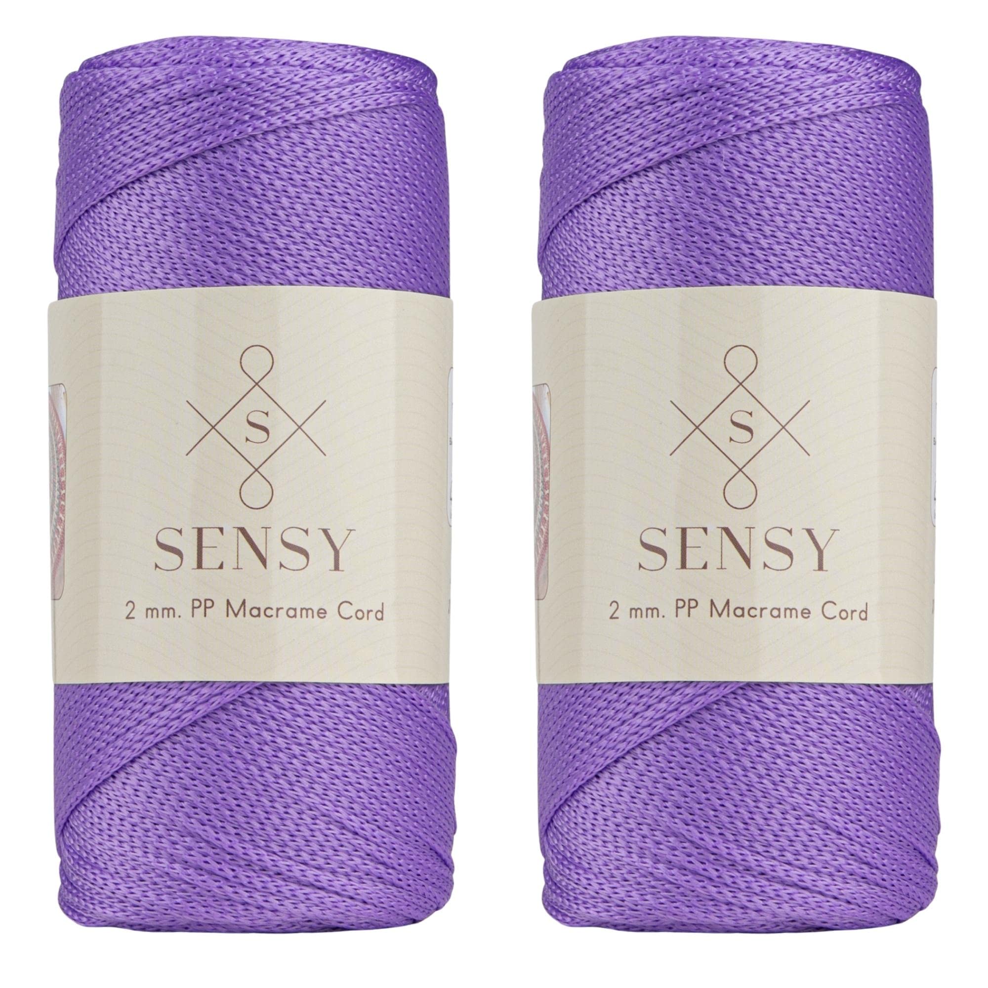 S Sensy Lilac Sensy Premium 2 Pack Of 2Mm 251 Yards Polyester Rope 100% Polypropylene Cord Macrame Cord 2Mm Crochet Bag Cord Macrame Rope Crochet Thread Gift For Knitter (Lilac)