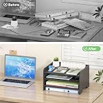 Organisateur de fichiers de bureau 4-Tier Bureau Paper Mail Organizer Document Holder pour Home Fournitures de bureau, accessoires de bureau & Espace de travail (noir)