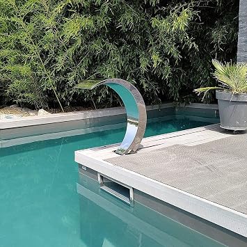 Swimming Pool Fountain for Inground Pools Garden Outdoor Pond, Stainless Steel Pool Waterfall Fountain Swimming Pool Spray Screen