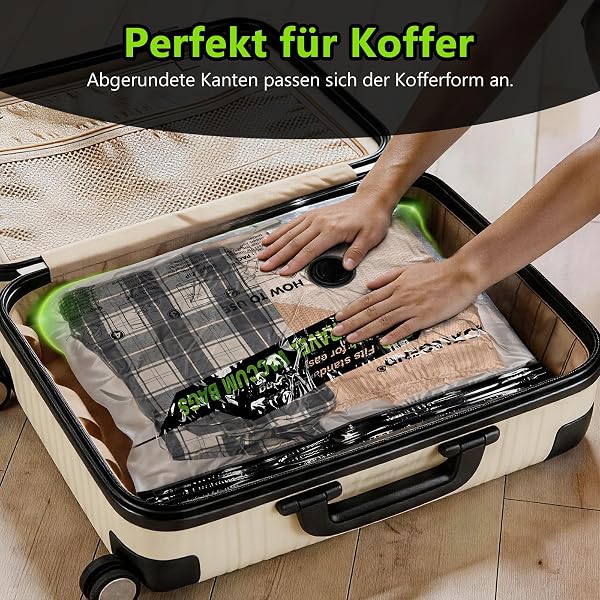BoxLegend Vakuumbeutel für Kleidung Reise mit Kabelloser Pumpe, Vakuumbeutel 10er Set (4x 40x50cm, 3x 40x60cm, 3x 45x70cm), Abgerundete Kanten & Langseiten-Reißverschluss, Vakuumierbeutel für Koffer - 2