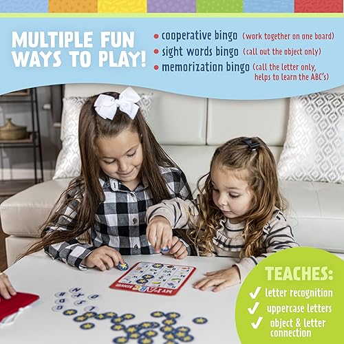 Miniatura 4 de Mi primer juego de bingo ABC para aprendizaje del alfabeto, reconocimiento de palabras a la vista y letra, edad 4 + años, 2-6 jugadores