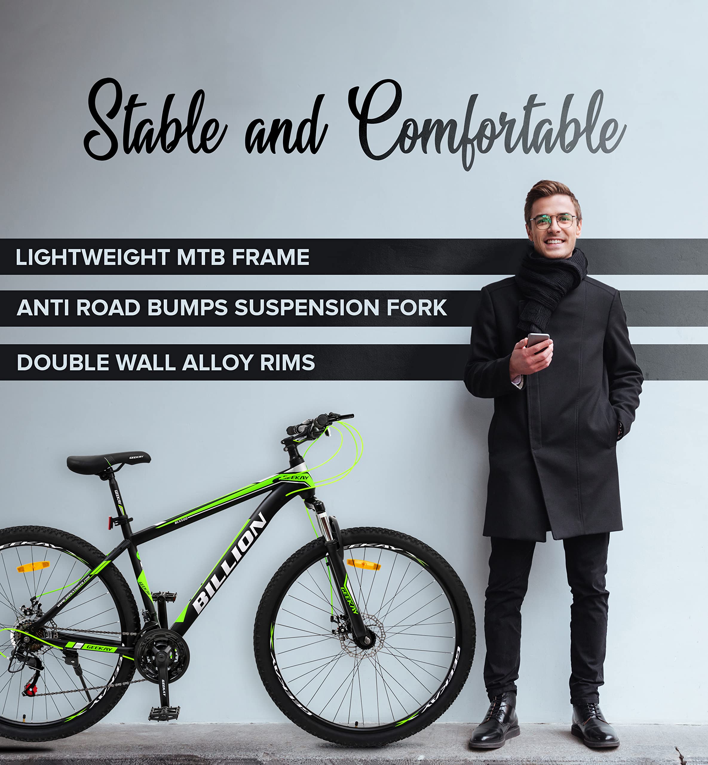 GL2821＊bkM Buy Geekay Billion Unisex 21 Speed Gear Mountain Bike (Green