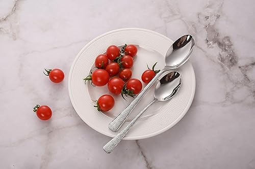 Miniatura 6 de KINGSTONE Juego de 4 cucharas de cena de acero inoxidable 1810, cucharas de metal martillado de 8 pulgadas para el hogar, cocina o restaurante, no