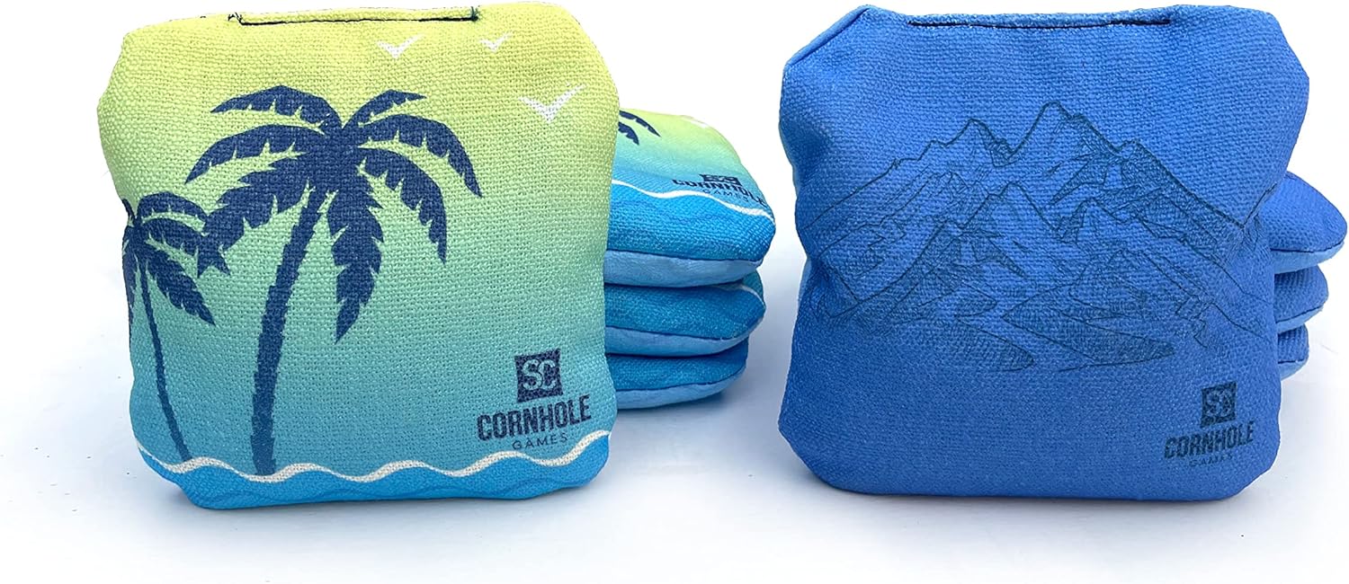 Professional Dual Sided Cornhole Bags- 16 oz 6x6 w/Premium Resin Fill - Official Tournament Slide/Stick Pro Bean Bags - Regulation/Approved