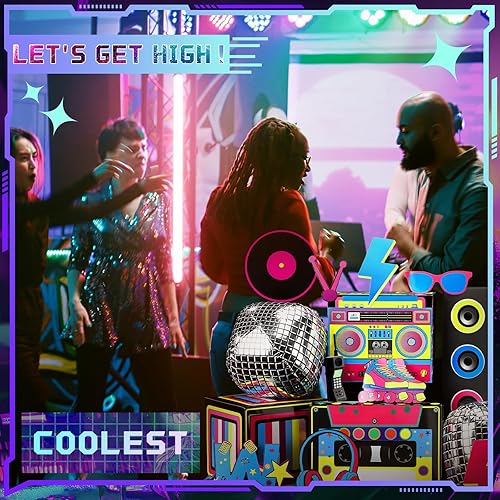 Miniatura 7 de Juego de 14 piezas de decoraciones de fiesta de los años 80 y 90, juego de recuerdos de hip hop, cajas de papel grandes, cajas de regalo novedosas,