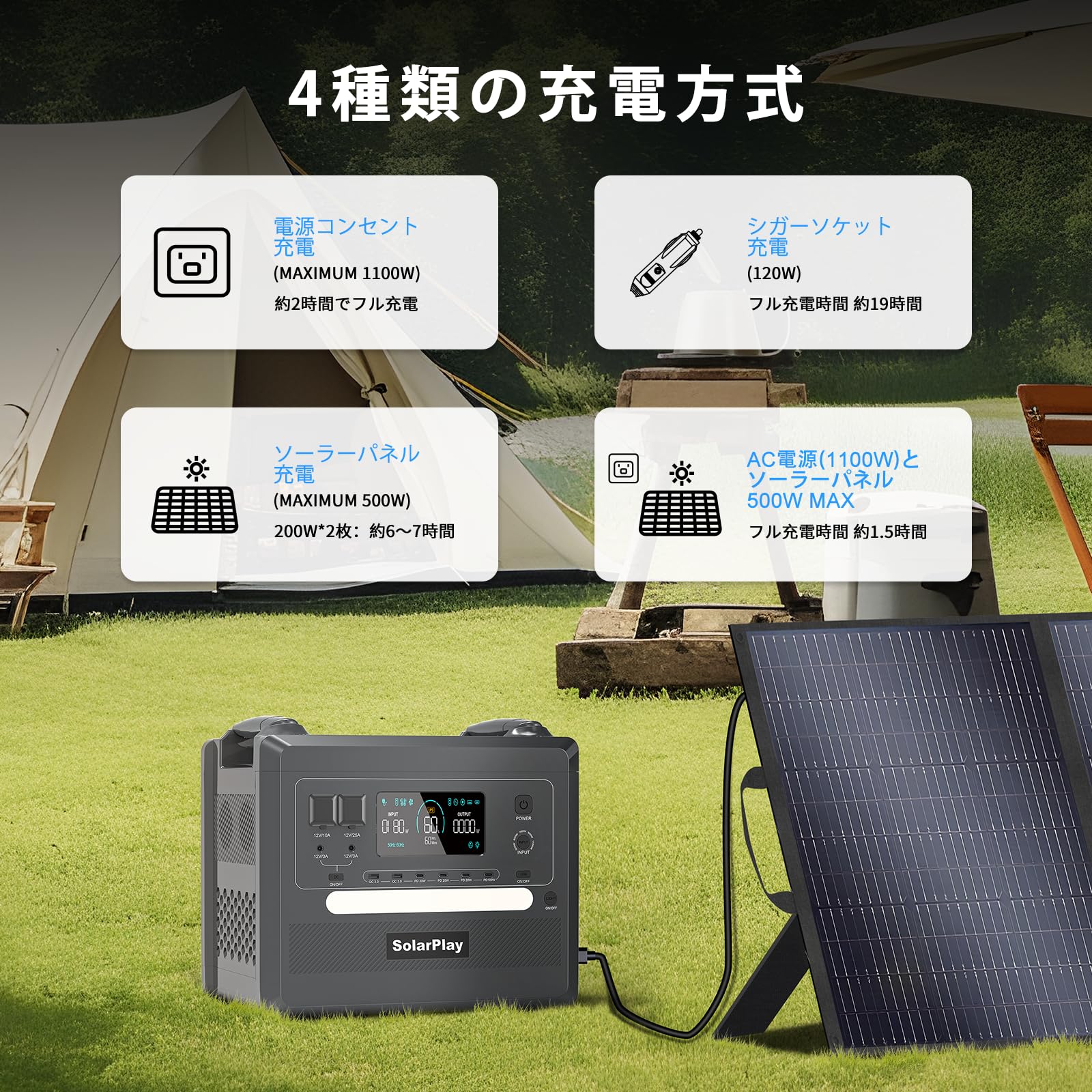 Amazon.co.jp: Solarplay ポータブル電源 2400W 大容量 2160Wh  