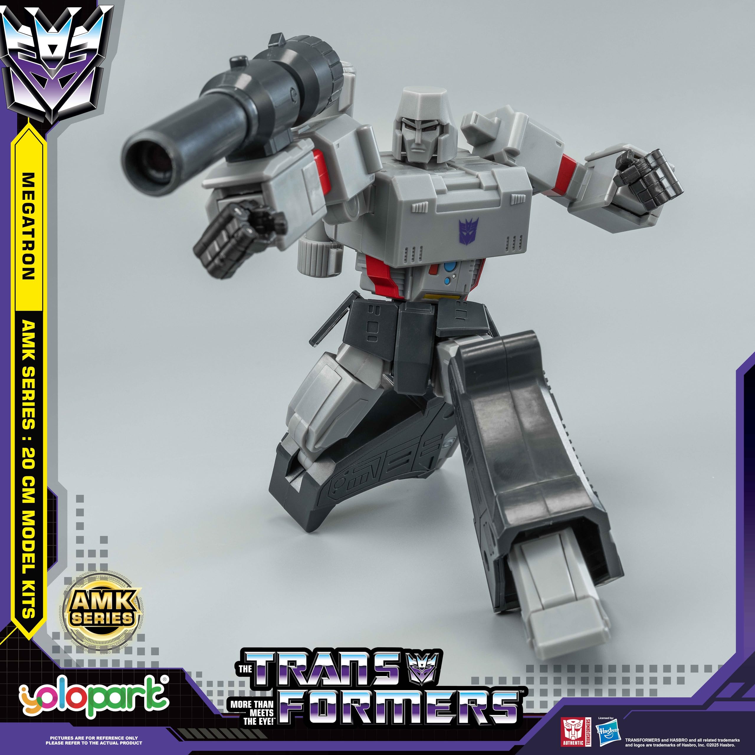 YOLOPARK Megatron Transformer zabawki, seria AMK, 20 cm, wysoce przegubowe figurki akcji Transformers G1 z bronią, dla dorosłych, chłopców i dziewcząt, bez przekształcania