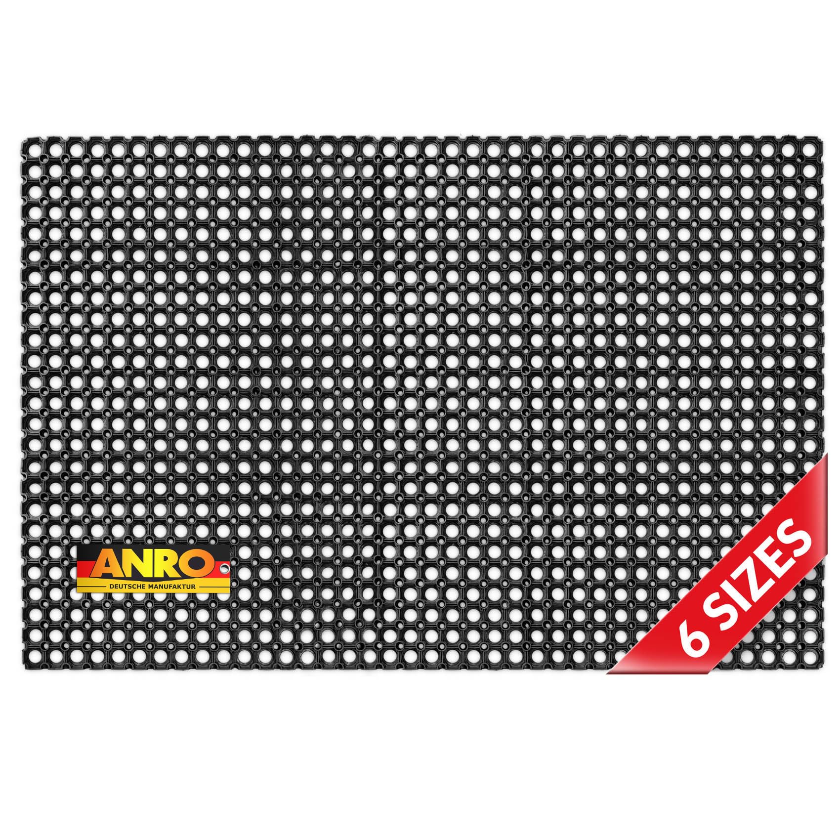 Tapis en caoutchouc - Nid d'abeille avec motif perforé - Dimensions : 100 x 150 cm - Hauteur : 23 mm - Paillasson pour l'intérieur et l'extérieur