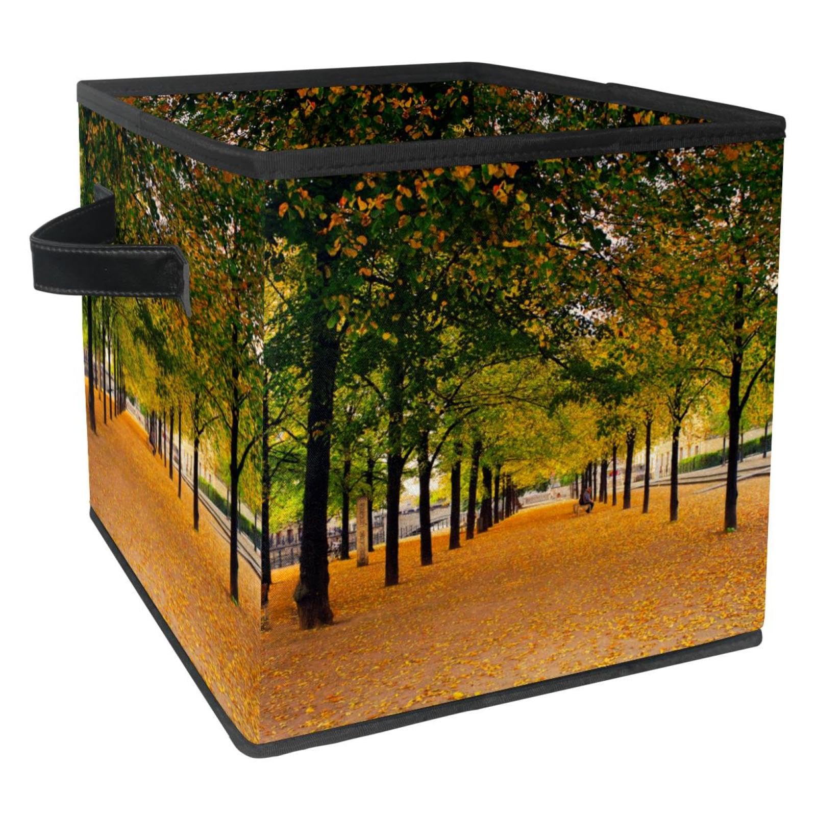 Boîte de rangement en tissu pliable motif feuilles d'automne pour organiser les jouets